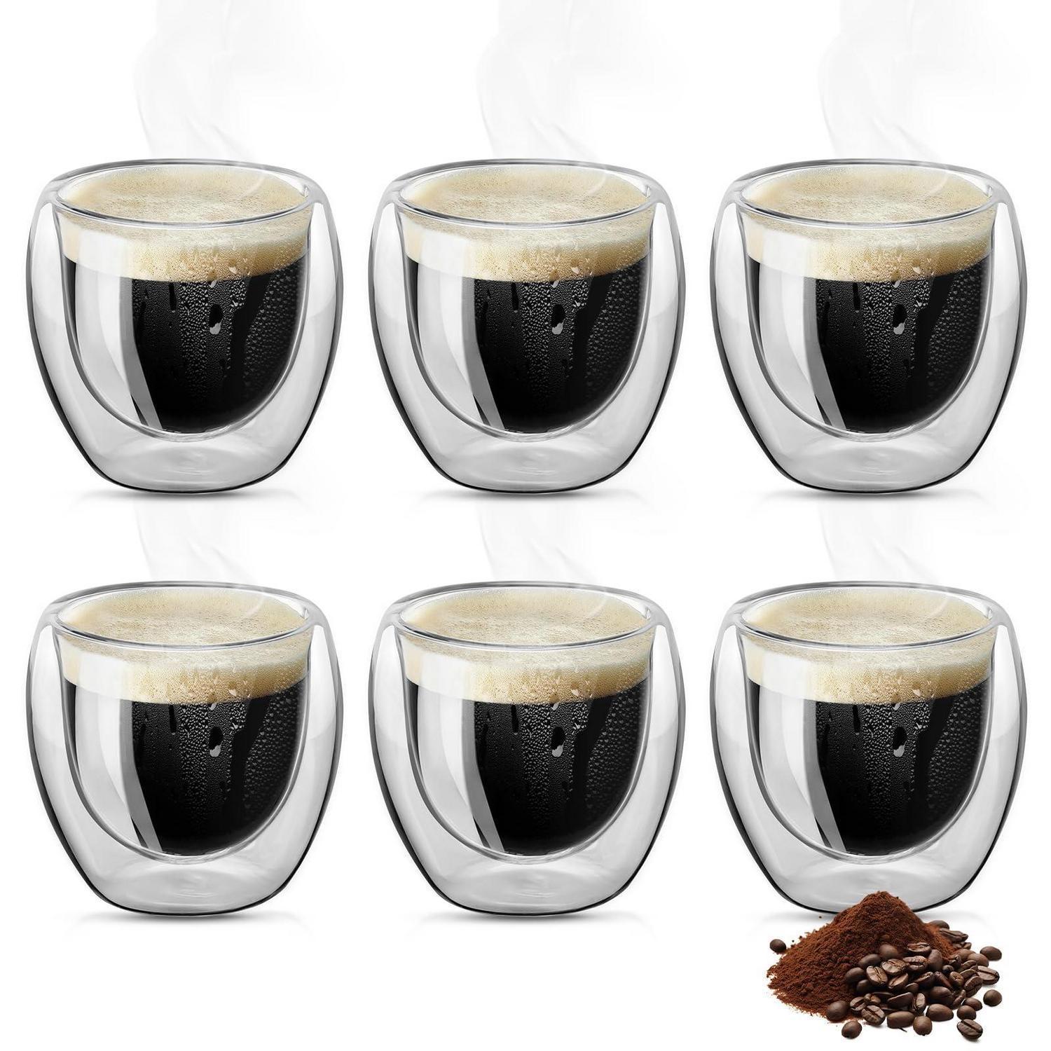 Espressogläser 6er Set, 80ml Doppelwandig, Hitzebeständig, Borosilikatglas