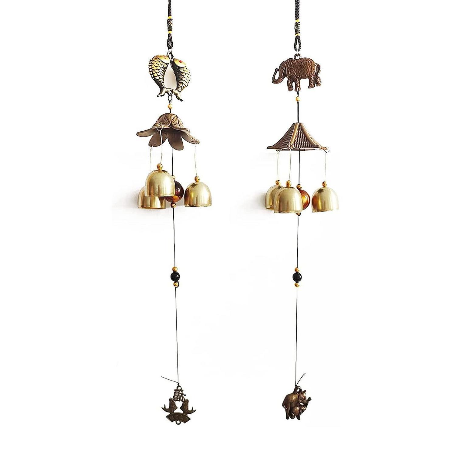 Feng Shui Windspiel 2er Set: Elefant & Fisch, Retro-stil, Für Haus & Garten