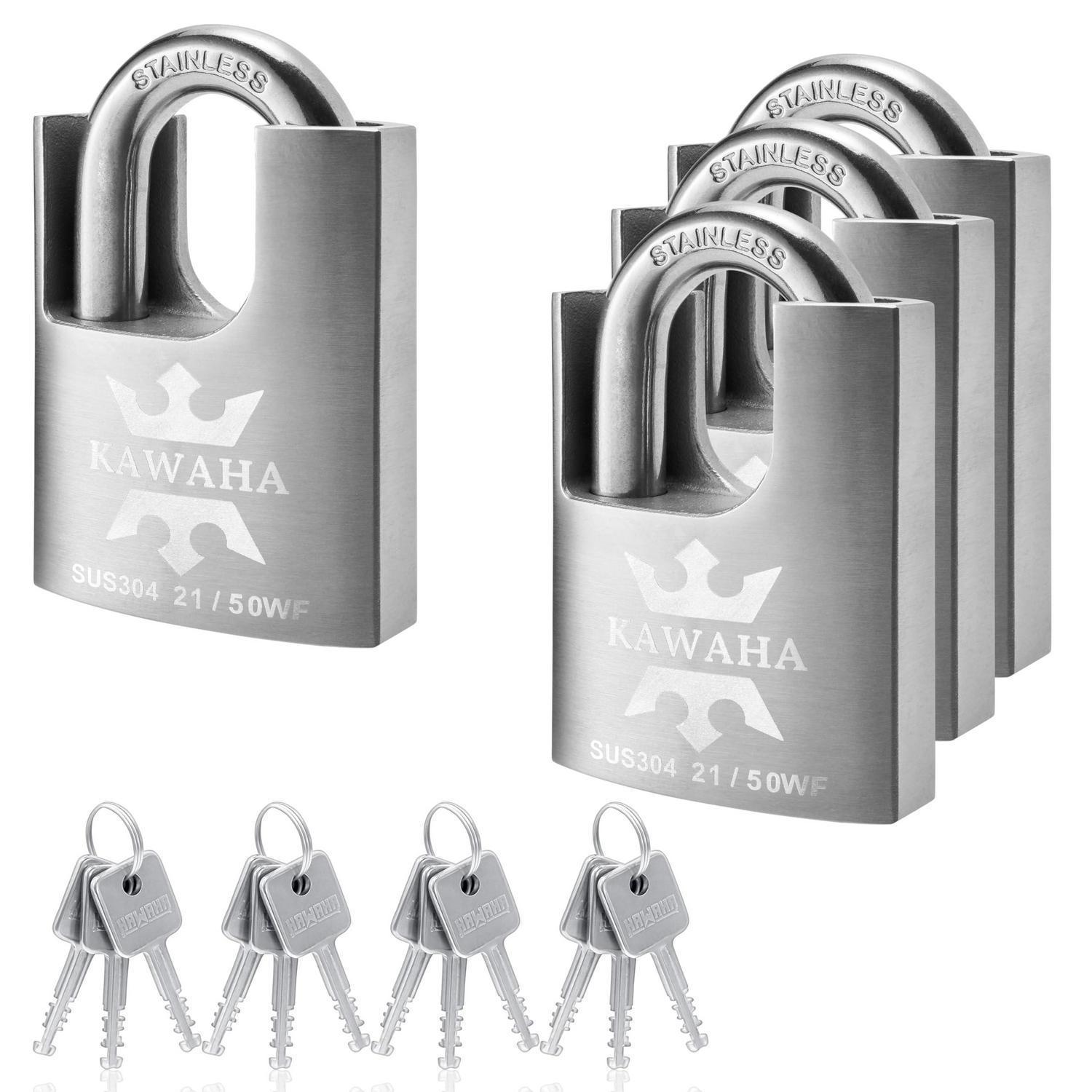 Hochsicherheits-vorhängeschloss 50mm Edelstahl, Gleichschließend, 4er Pack