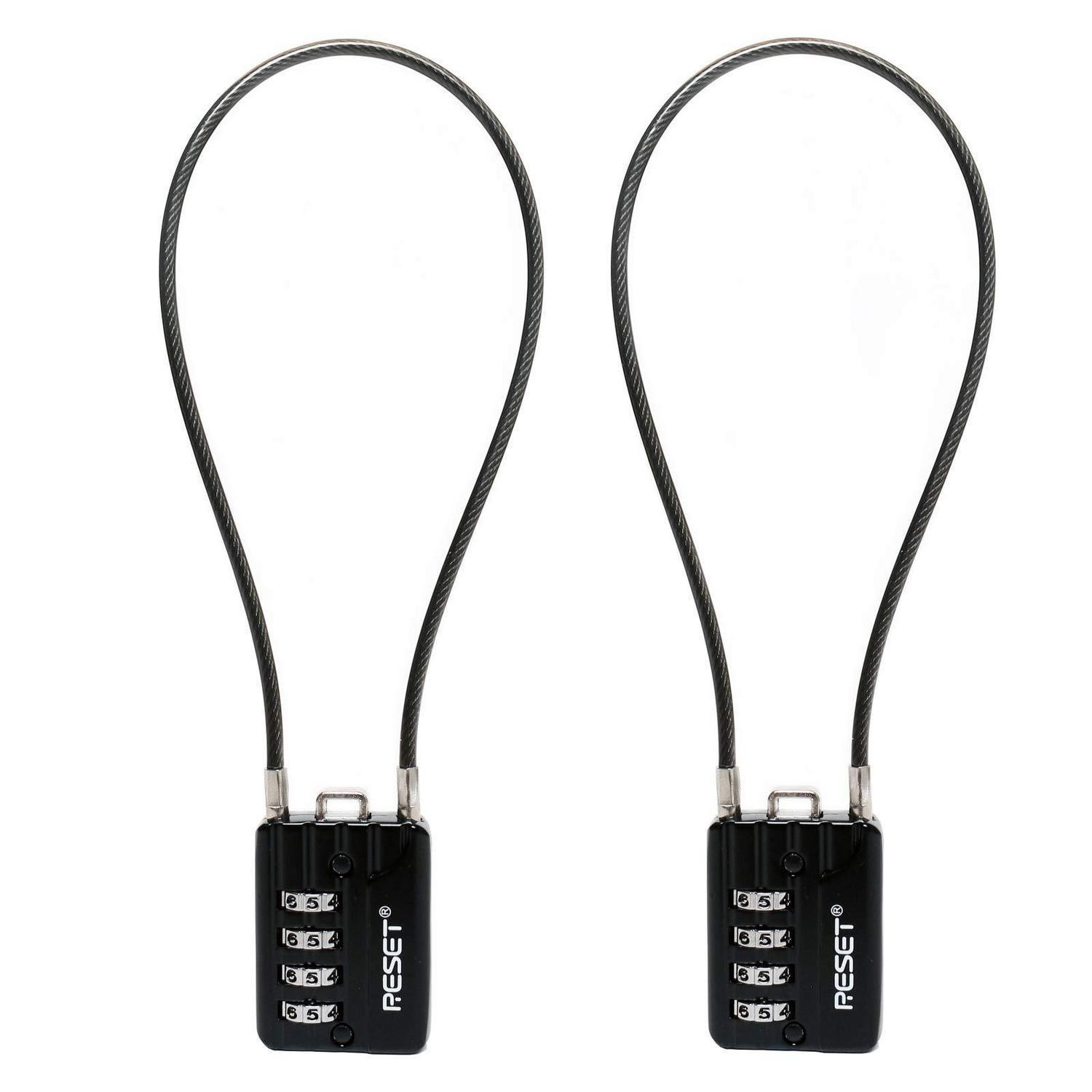 Zahlenschloss Mit 4-stelligem Code, 50cm Kabel, 3mm Stahlseil, 2 Stück