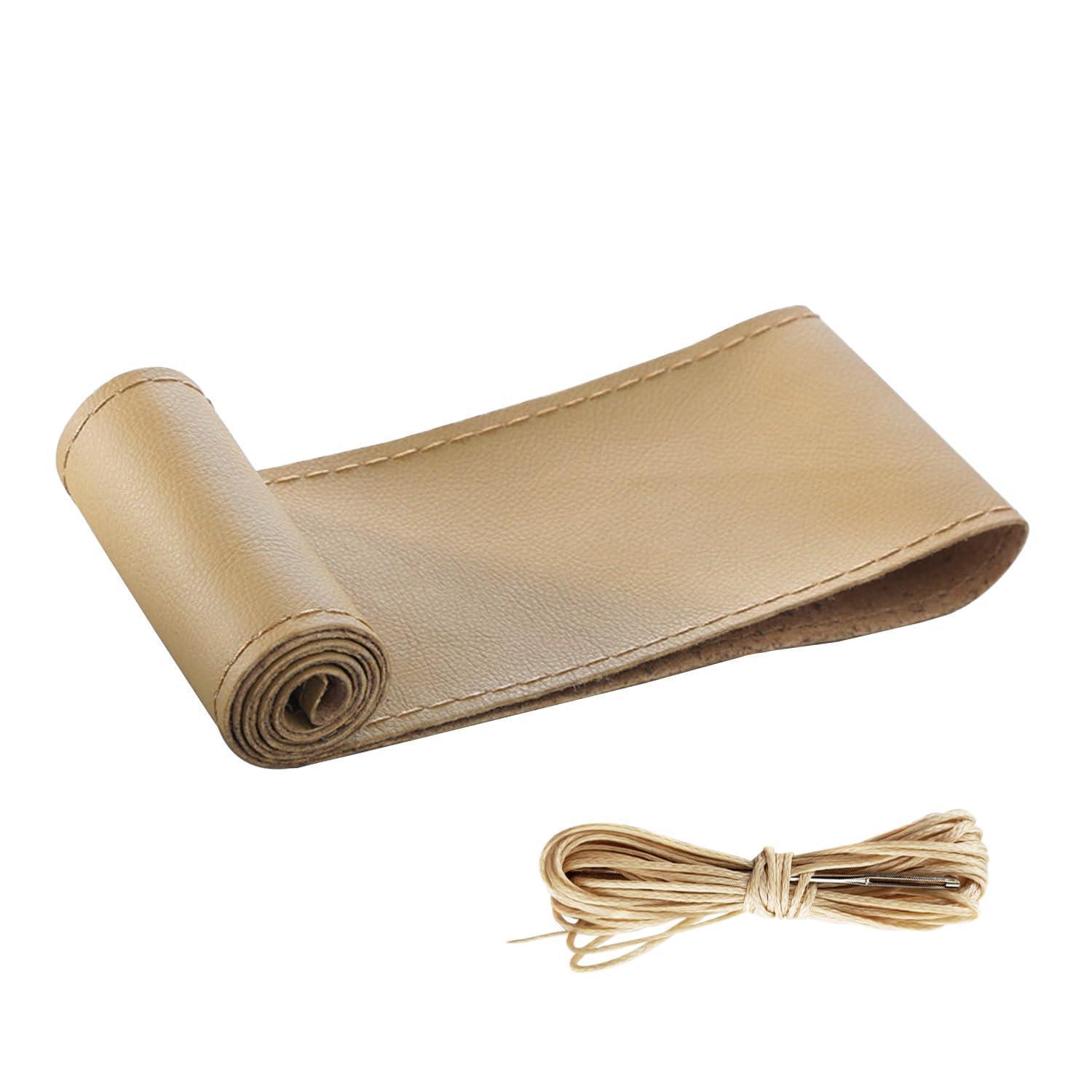 Lenkradabdeckung Zum Nähen Aus Pu-leder Für 37-38cm Lenkräder, Beige