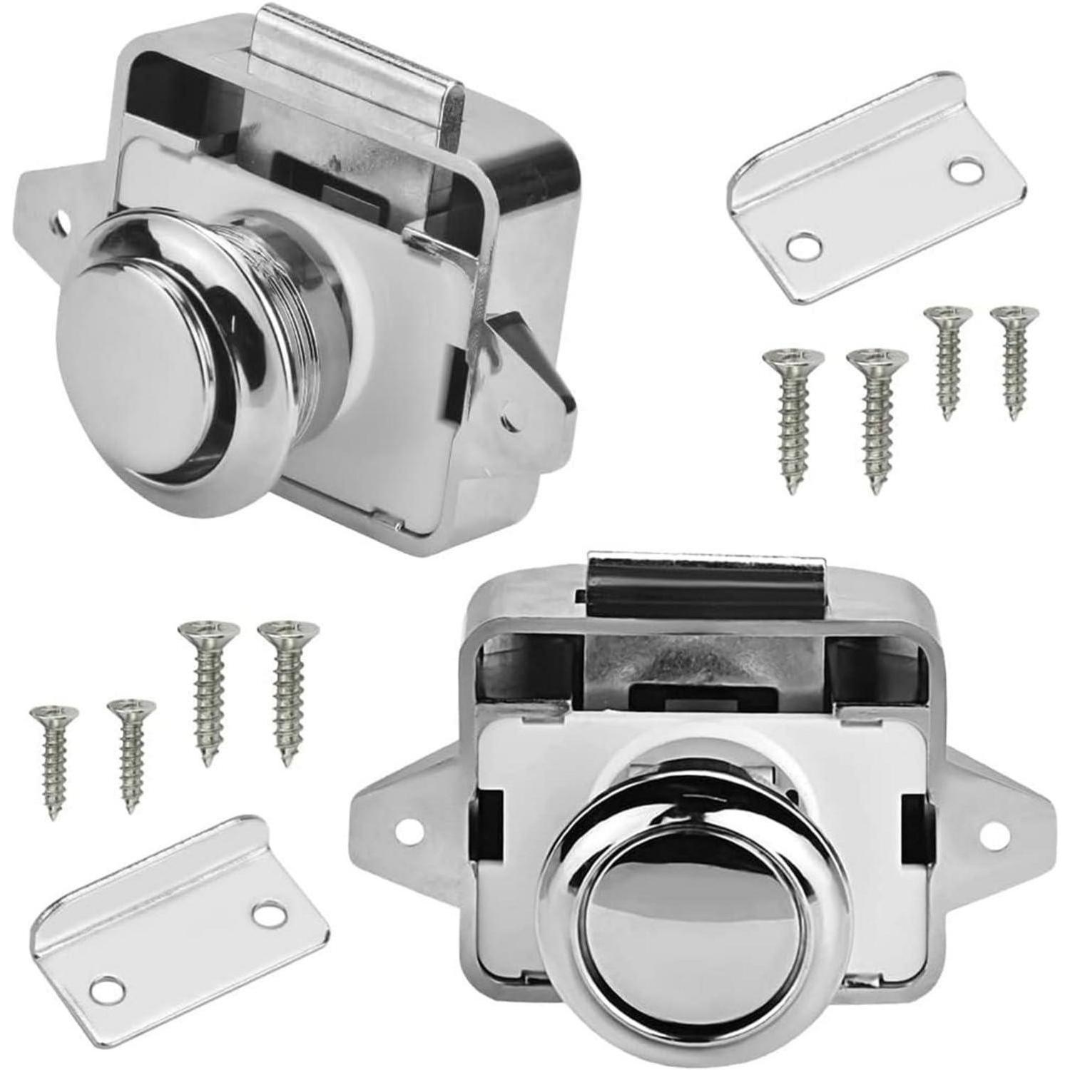 2er Set Druckschloss Für Wohnmobil, Schubladen, Schränke, Chrom