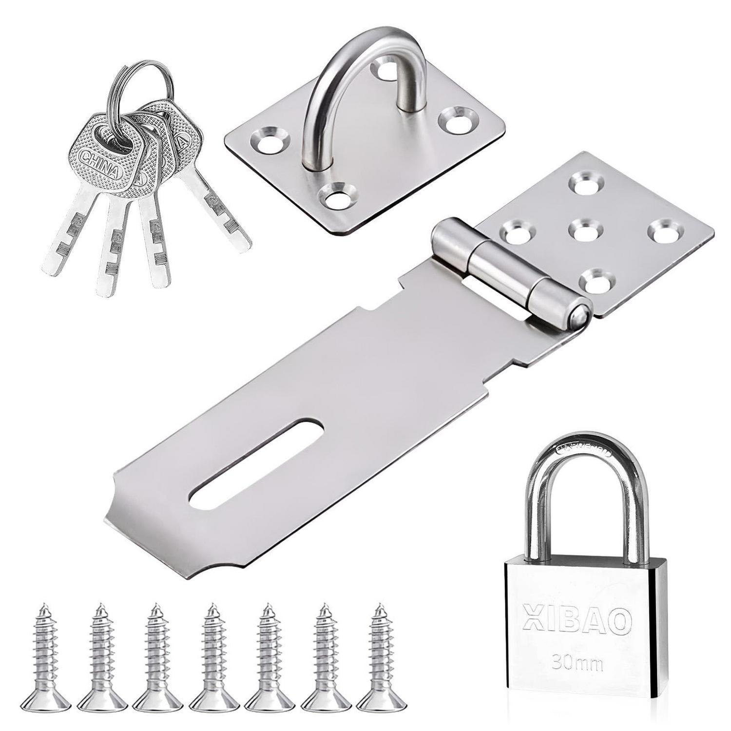 Vorhängeschloss Haspe Edelstahl 30mm Mit 4 Schlüsseln, 2 Stück Schlossriegel Überfalle