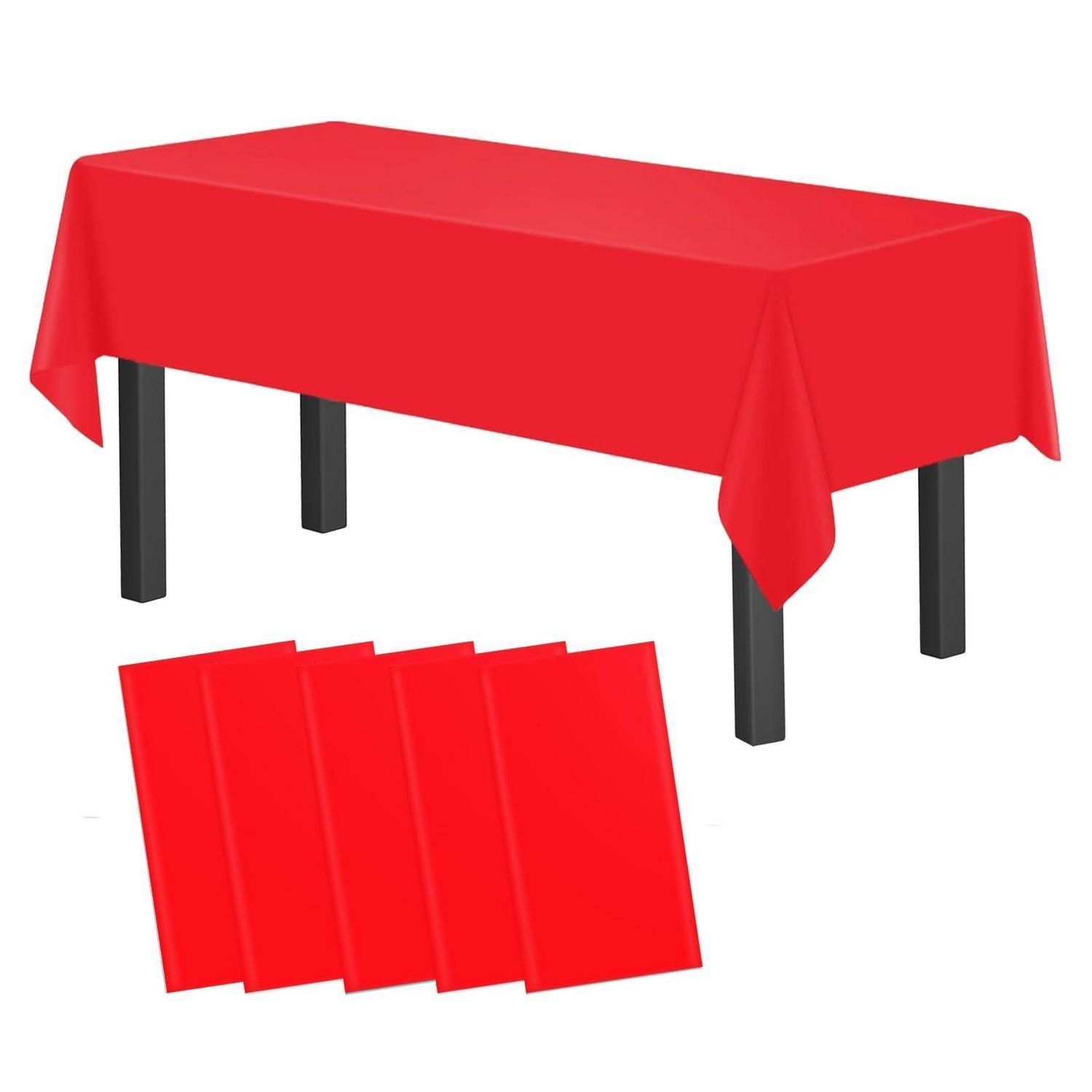 5x Einweg-tischdecke Rot 137x274 Cm Kunststoff Abwaschbar Für Partys