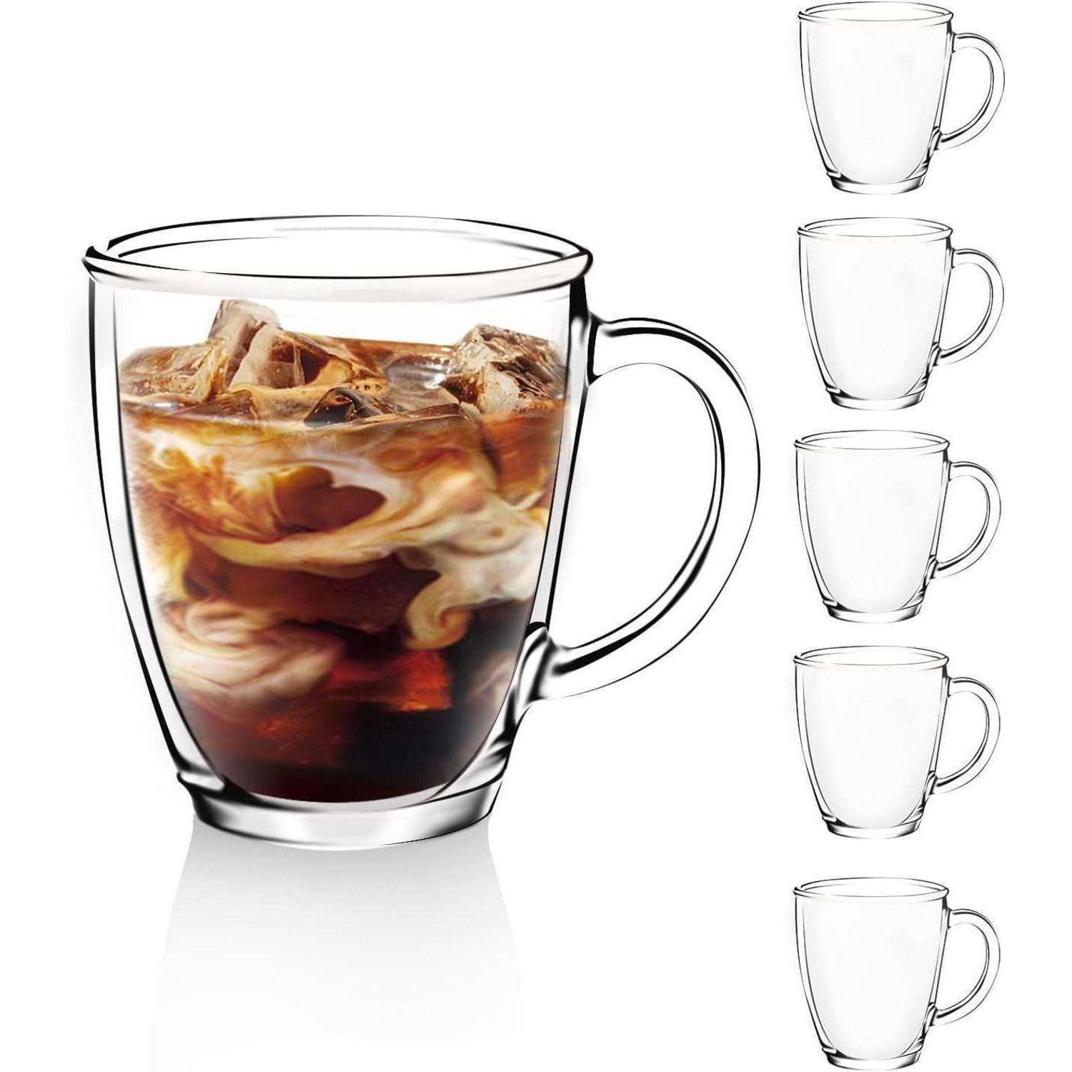 Latte Macchiato Gläser 6er Set 350ml Mit Henkel, Kaffeegläser Für Heiße & Kalte Getränke