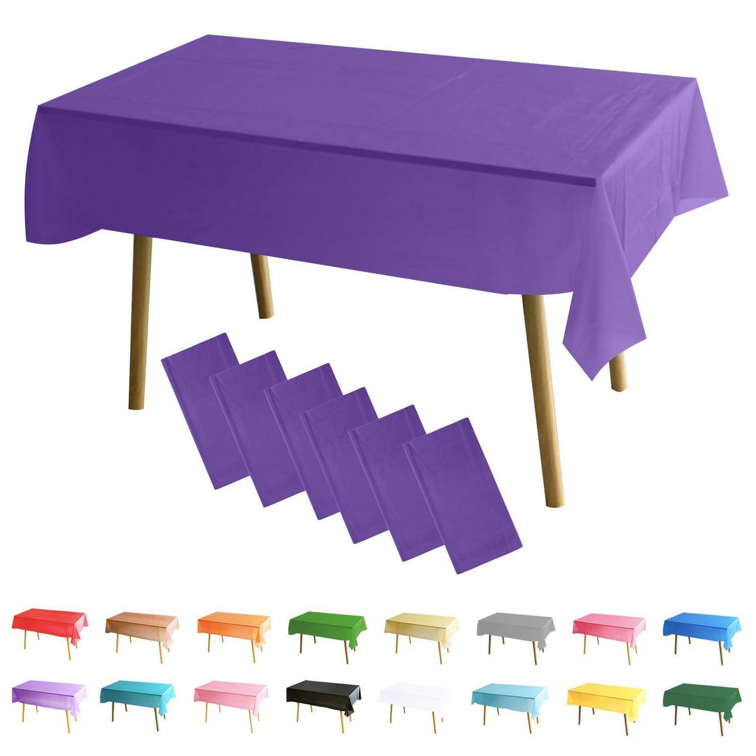 6er Pack Tischdecken Dunkelviolett 137x274cm Rechteckig Wasserdicht Für Partys