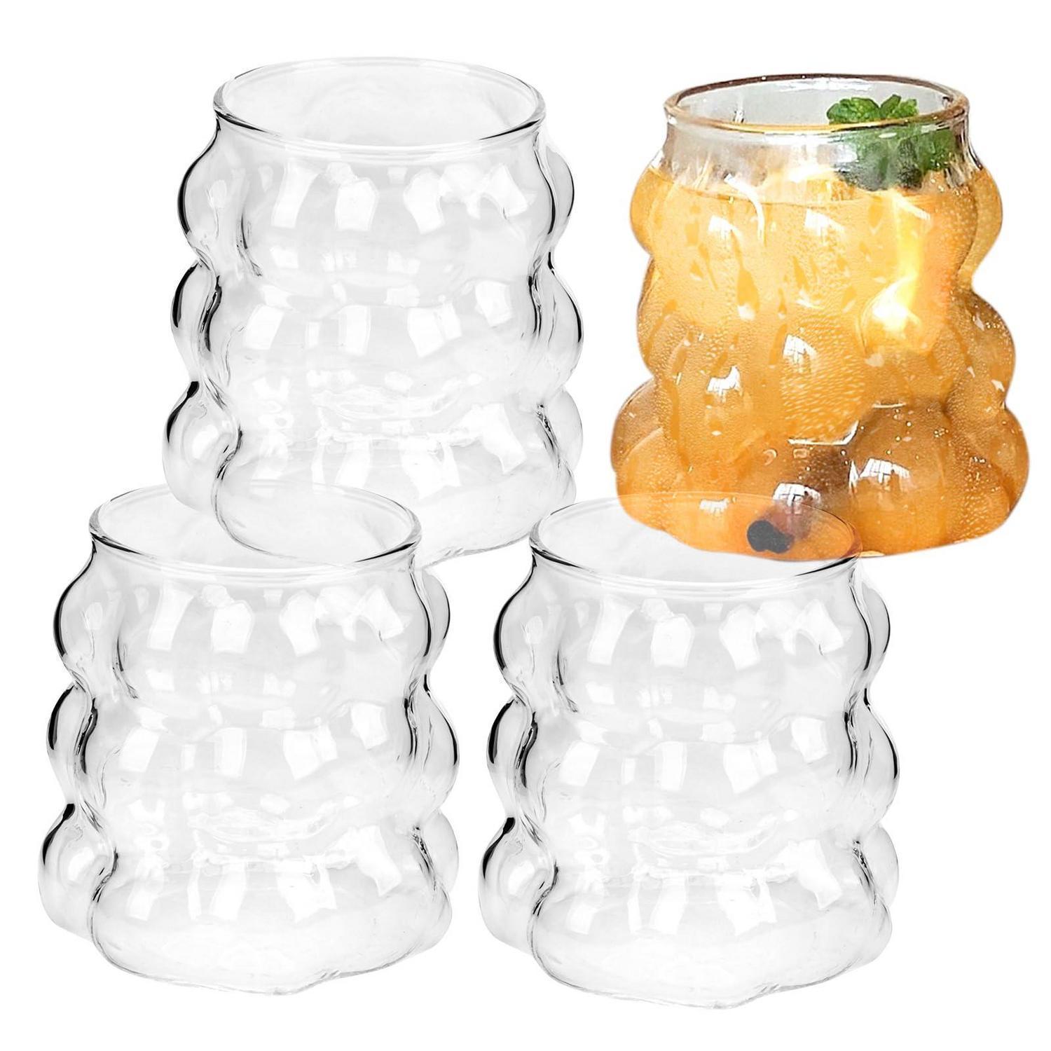 4er Set Bubble Gläser 350ml Borosilikatglas, Matcha & Iced Latte Gläser
