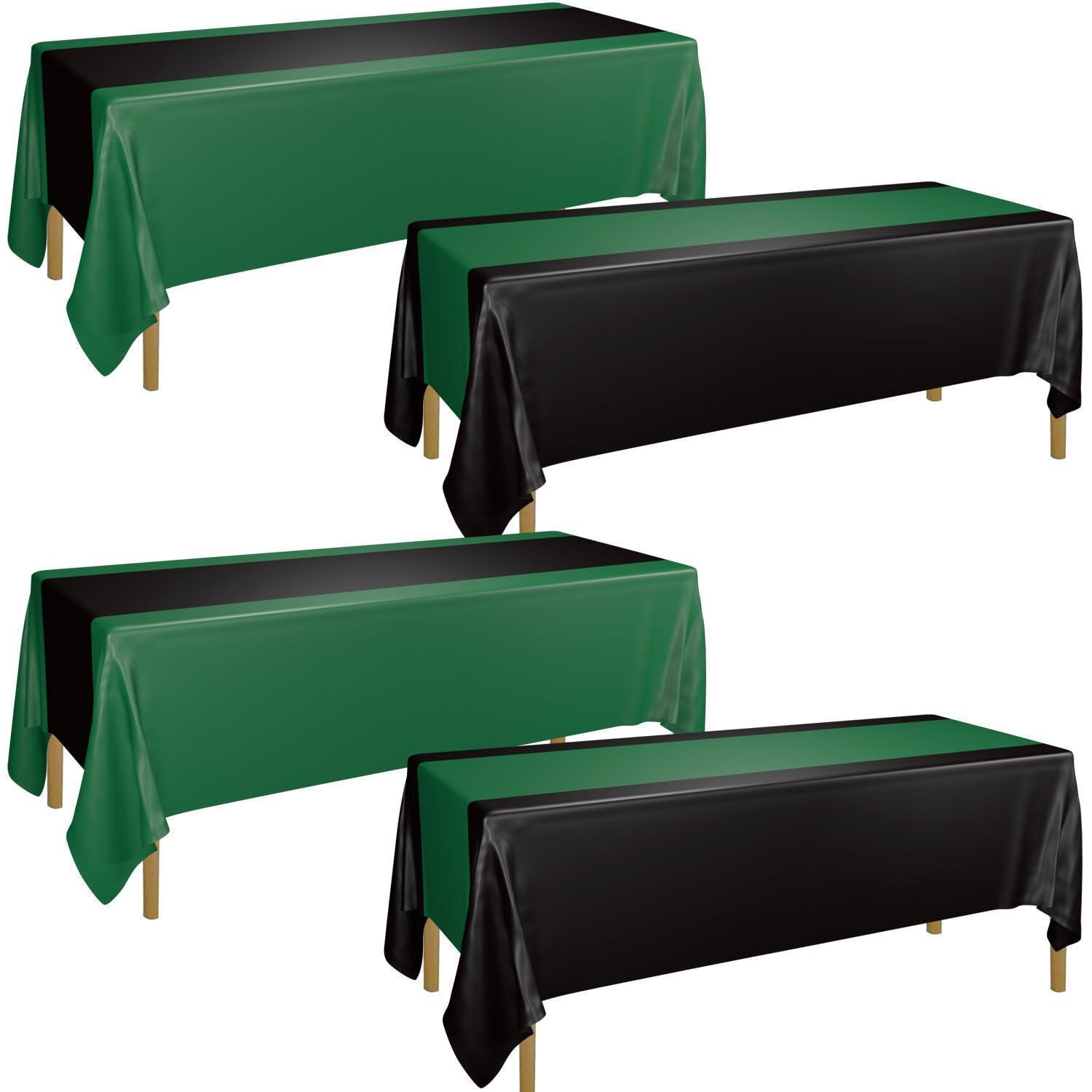 4er Set Tischdecken Dunkelgrün Schwarz 130x220 Cm Wasserdicht Für Partys