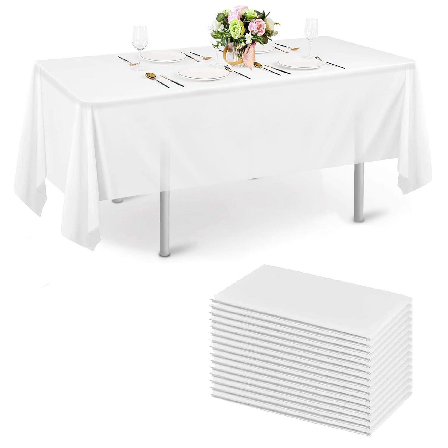 10er Pack Tischdecke Weiß 150x280cm, Wasserdicht, Einweg, Für Party & Hochzeit