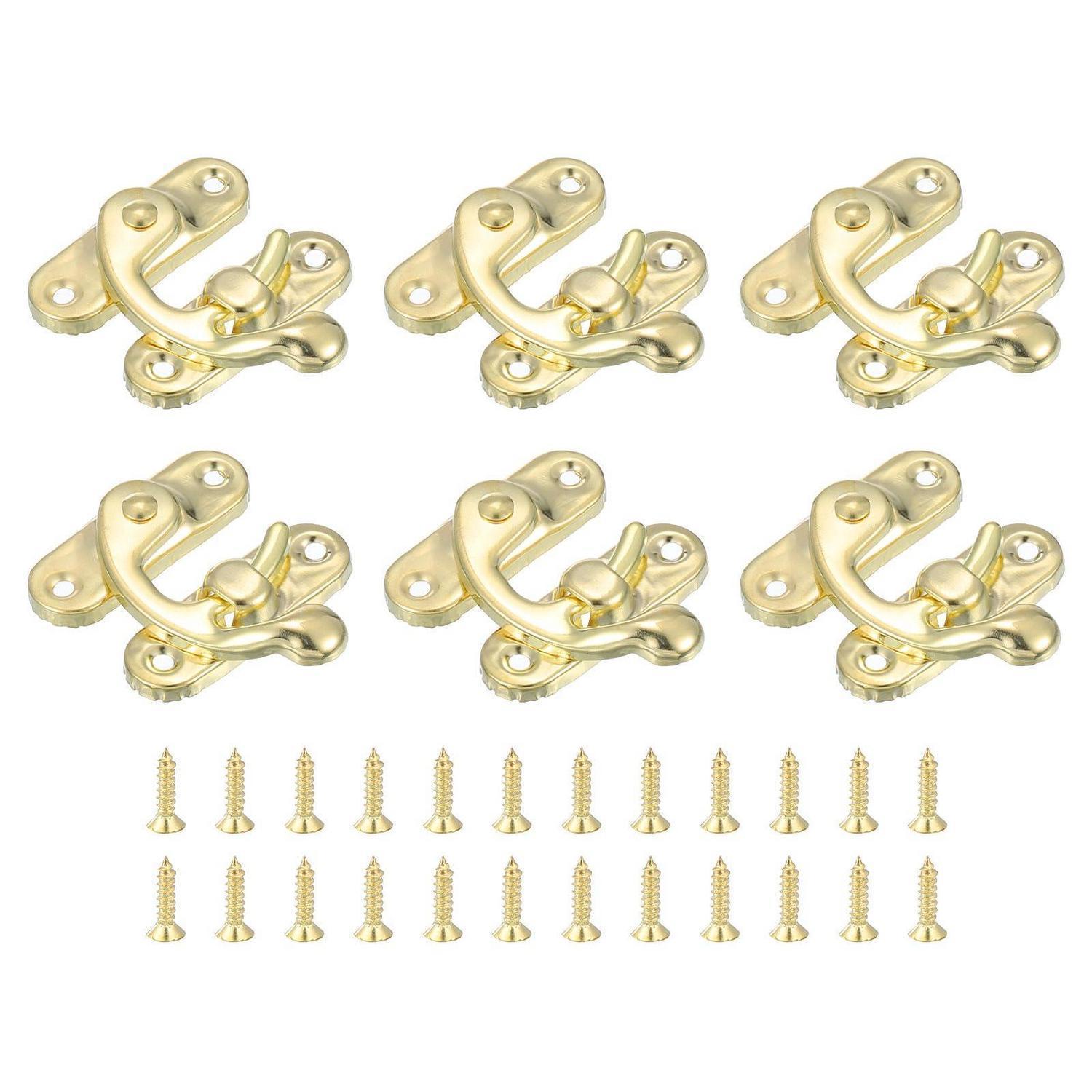6x Antike Vorhängeschloss Spannverschlüsse 37x42mm Gold Mit Schrauben