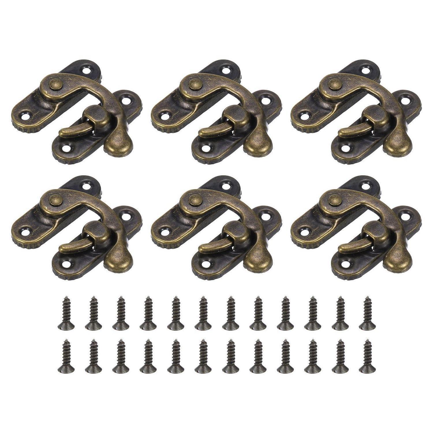 6x Antike Vorhängeschloss Spannverschluss 37x43mm Bronze Retro Haspen Riegel Für Schmuckschatulle