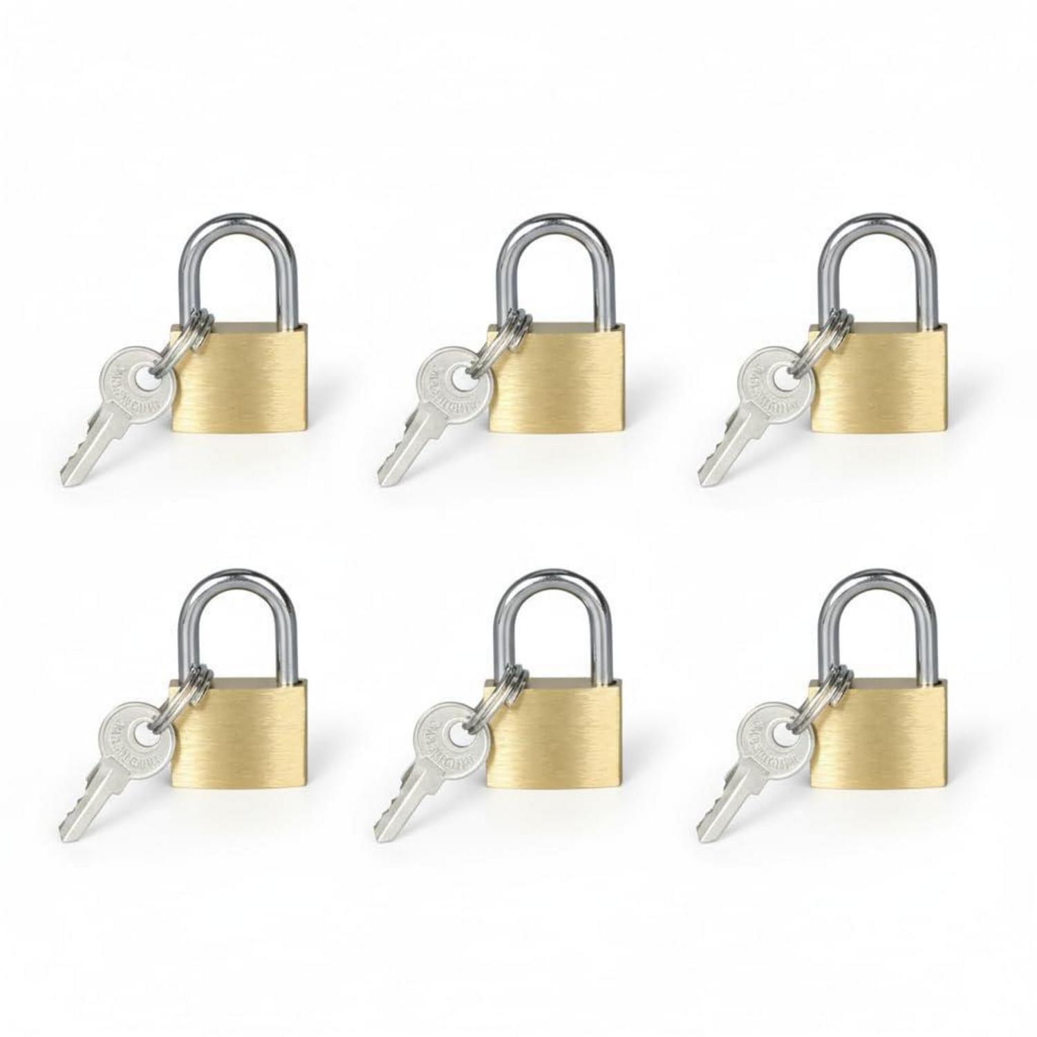 6er Set Mini Vorhängeschlösser Aus Messing Mit Je 2 Schlüsseln Für Koffer & Schließfächer