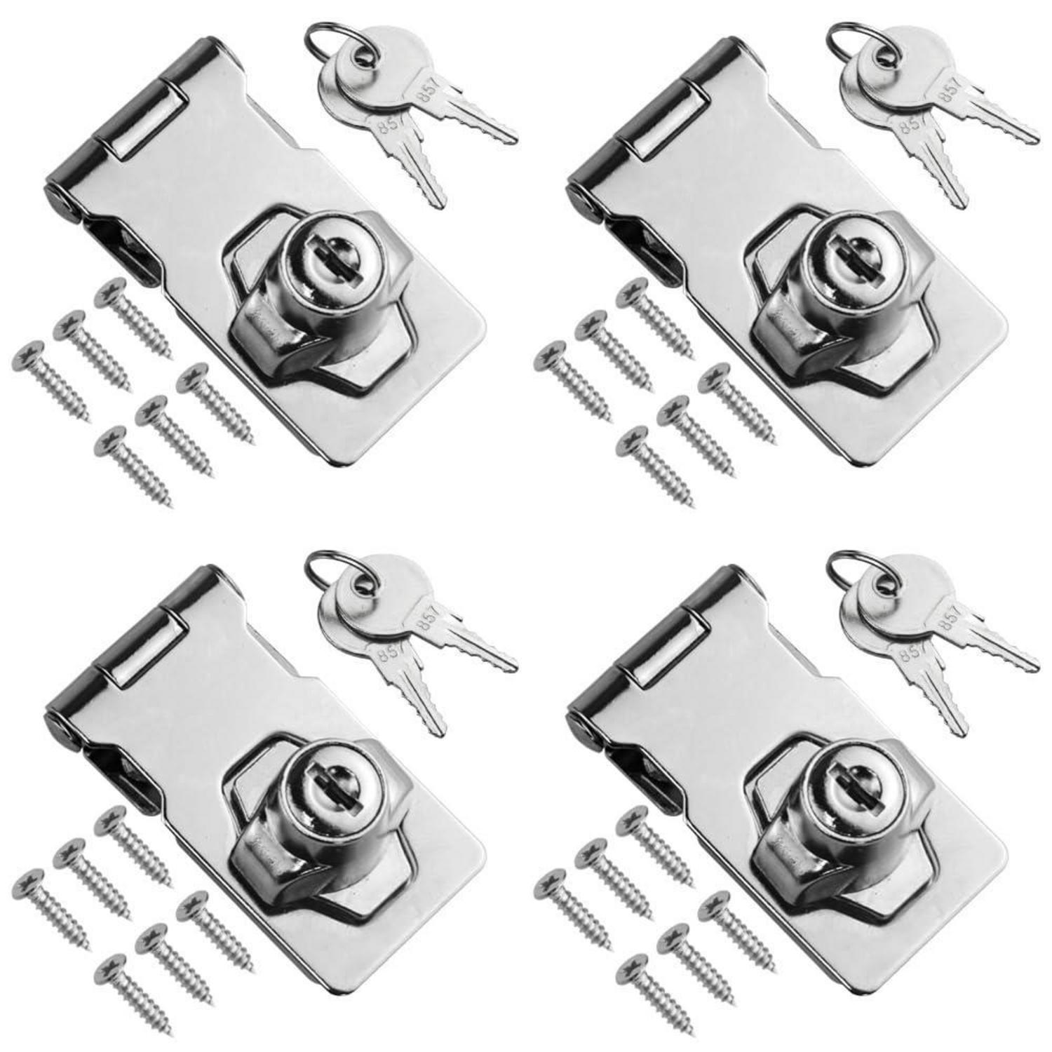 4er Set Sicherheitsüberfalle Mit Schlüssel, 2.5 Zoll Haspelschloss Aus Metall