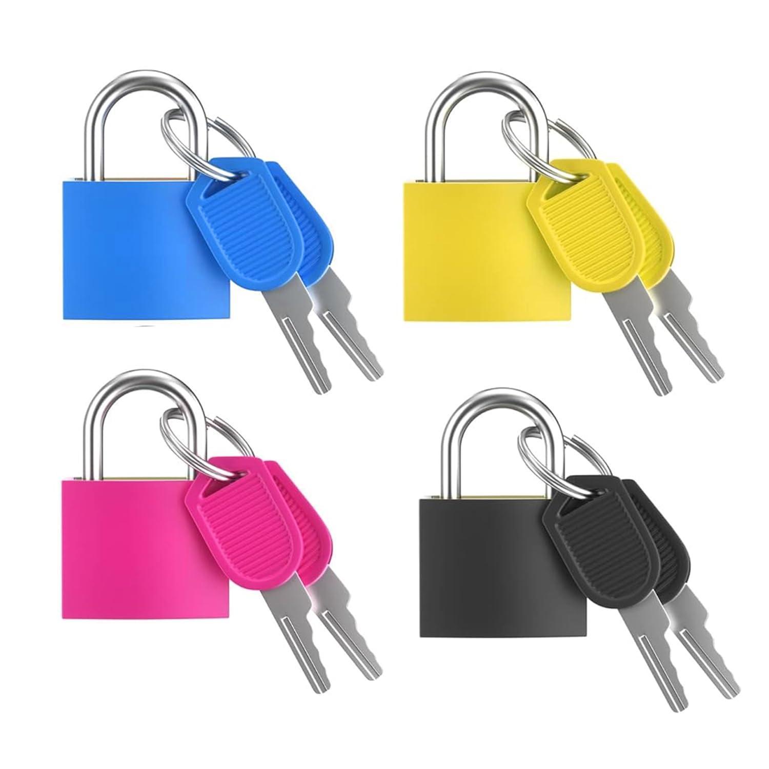 Kofferschloss 4 Stück Mit Schlüssel, Klein, Bunt, Für Gepäck & Schließfächer