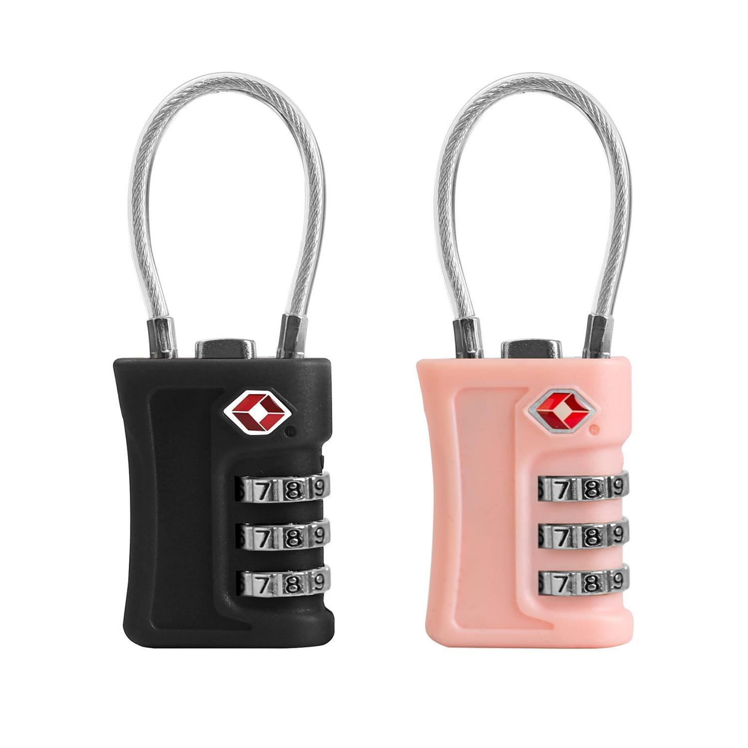 2er Set Tsa Gepäckschlösser Mit Zahlenschloss, Schwarz/pink