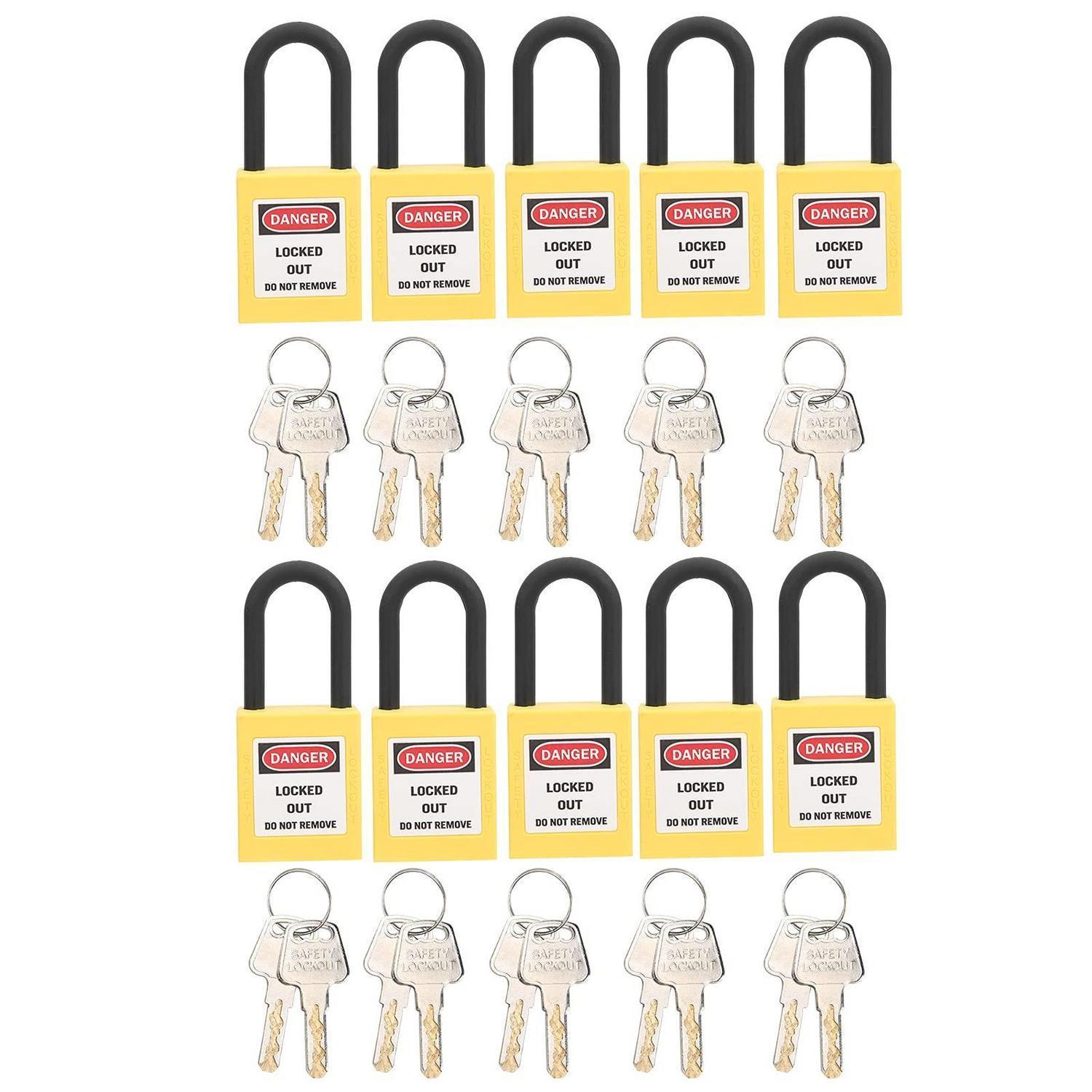 Sicherheits-vorhängeschloss 38mm Nylon, 10er Set Gelb, Mit 2 Schlüsseln