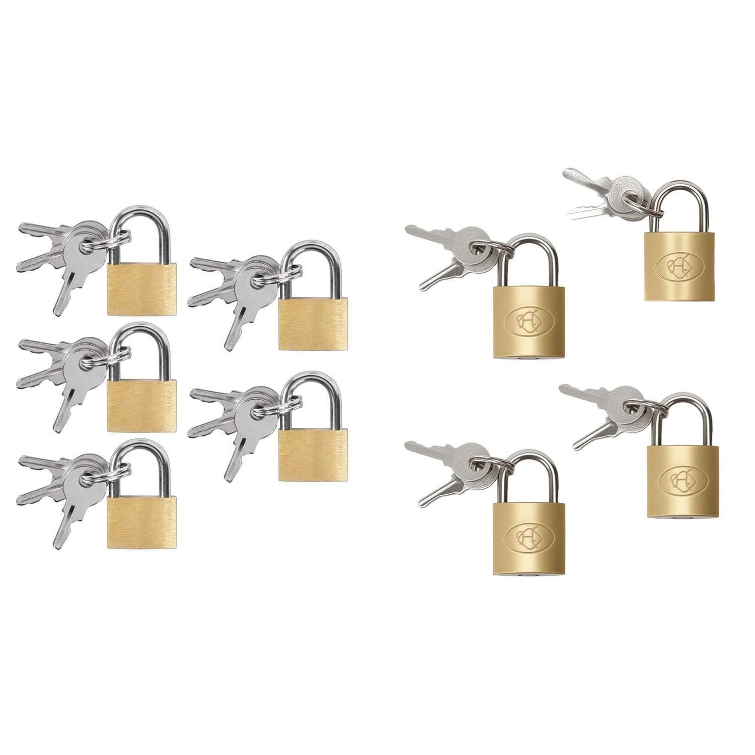 Mini Vorhängeschlösser Mit Schlüssel, 9er Set, Messing, Für Gepäck & Spinde