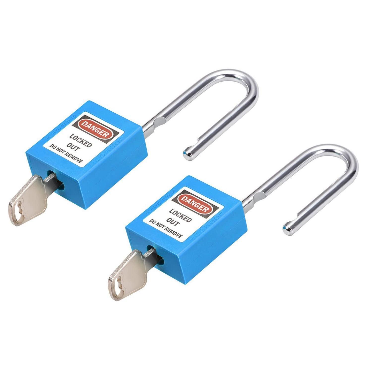 Sicherheitsvorhängeschloss 2er Pack, Gleichschließend, Stahlbügel, Blau