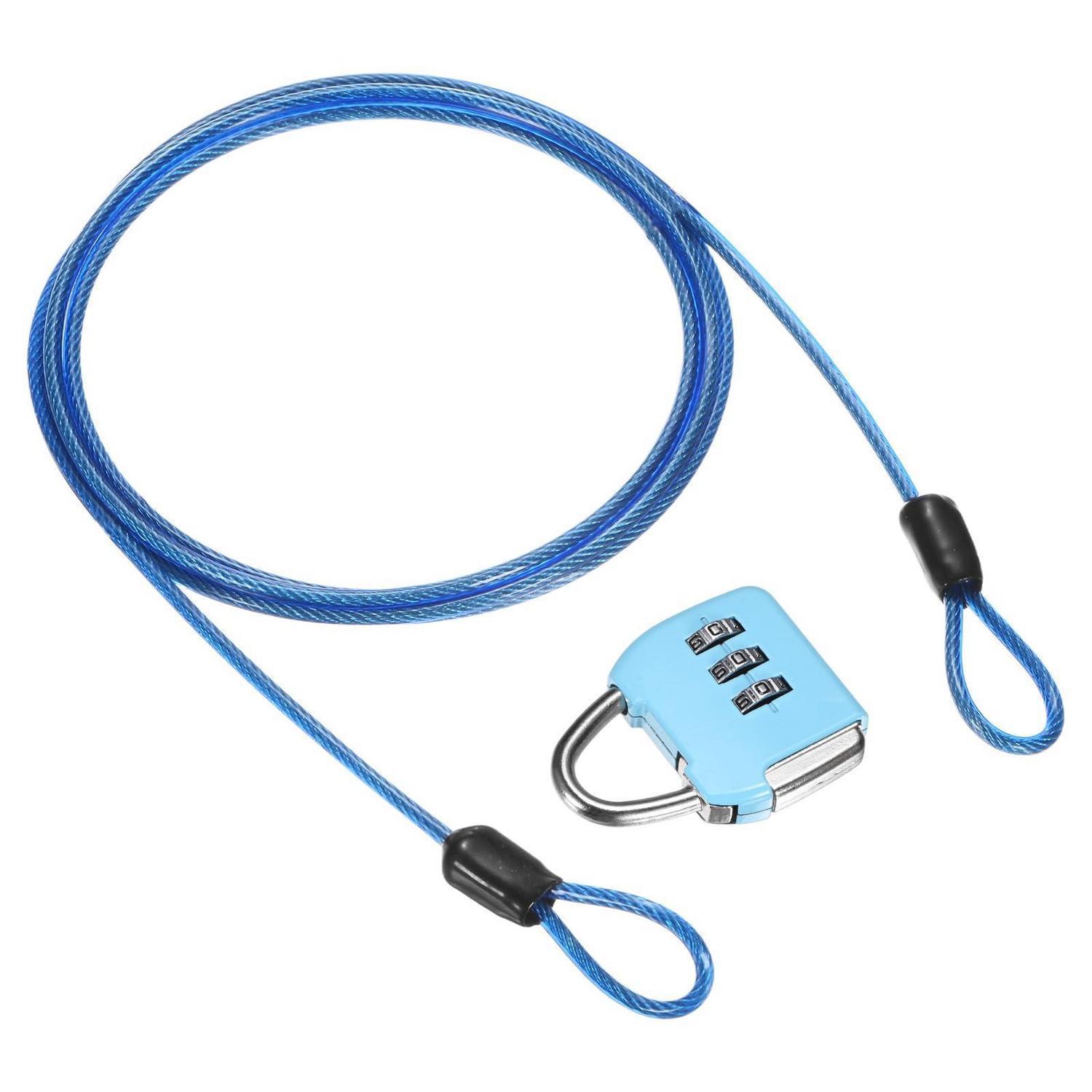 Sicherheitskabel Mit 3-stelligem Zahlenschloss, 2m, Blau