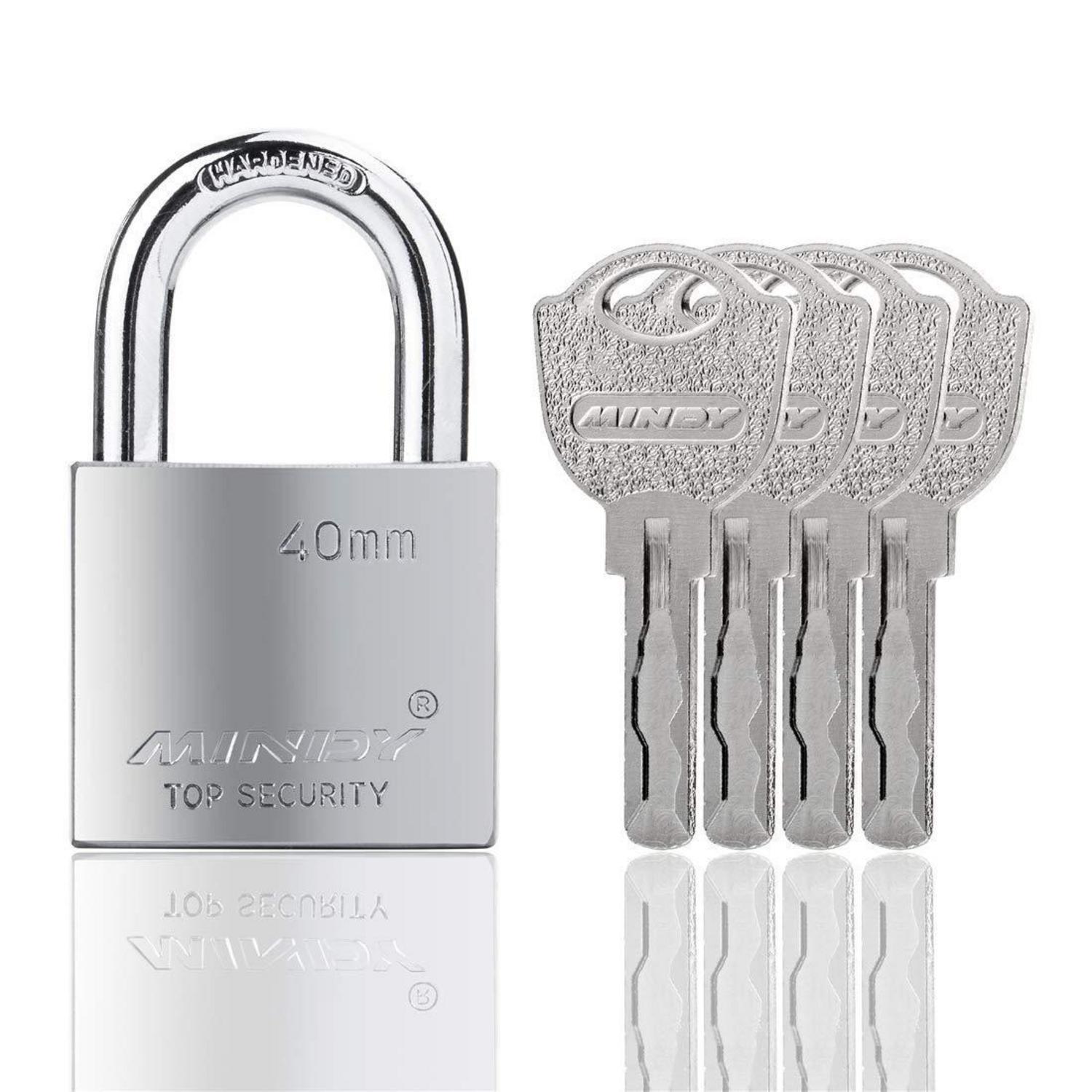 Vorhängeschloss 40mm Mit 4 Schlüsseln, Robust, Wasserdicht, Gehärteter Edelstahl, Rostfrei