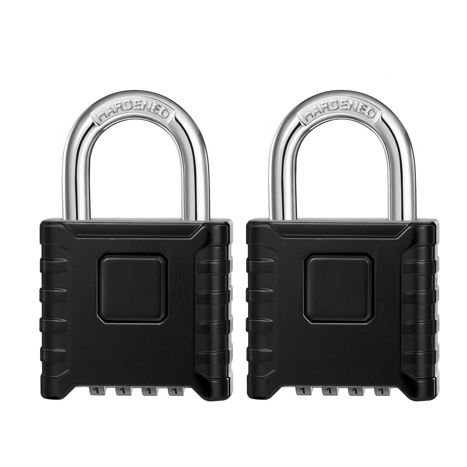 Zahlenschloss 4-stellig, 2 Stück, Schwarz, 8mm Bügel, Robust, Wetterfest