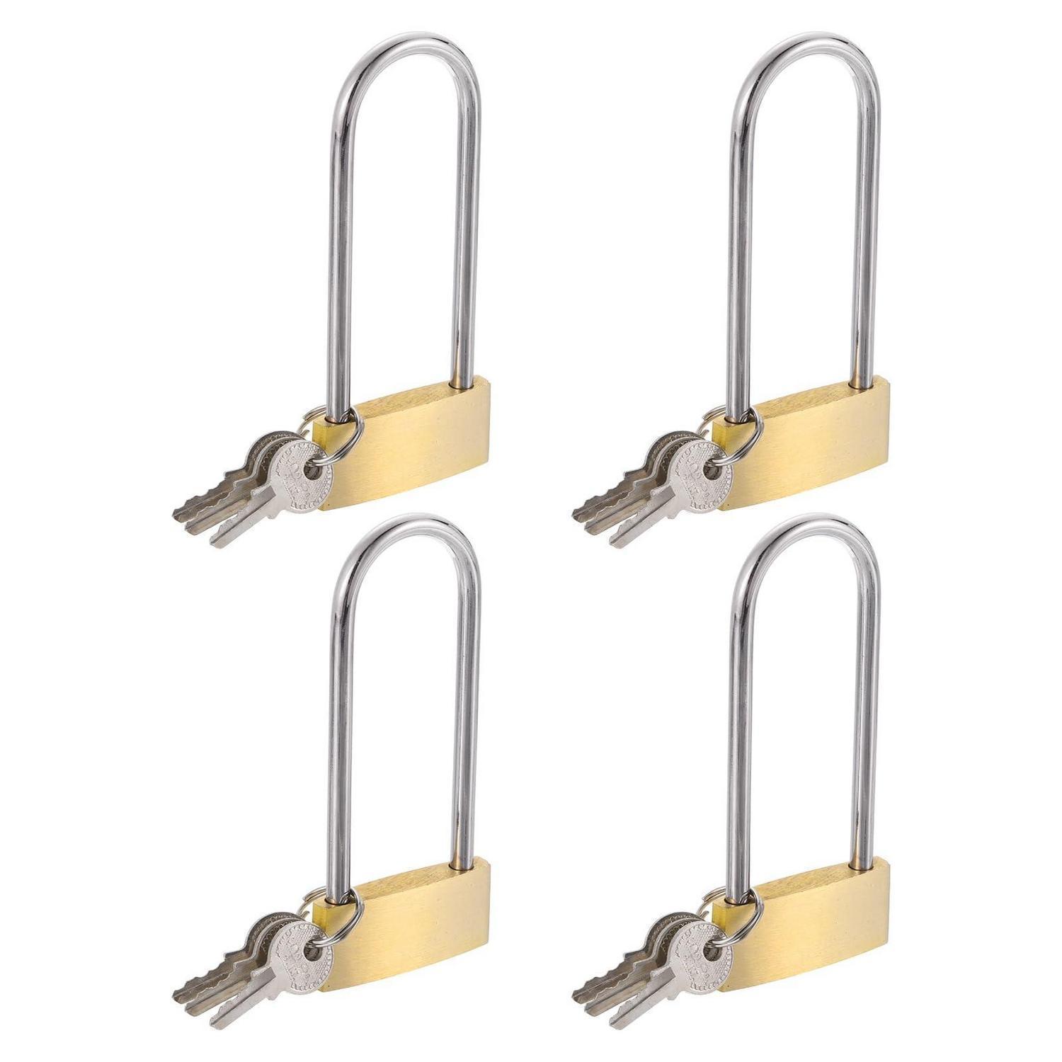4x Messing Vorhängeschloss Mit Langem Bügel Und Schlüsseln, Wasserdicht, Rostfrei