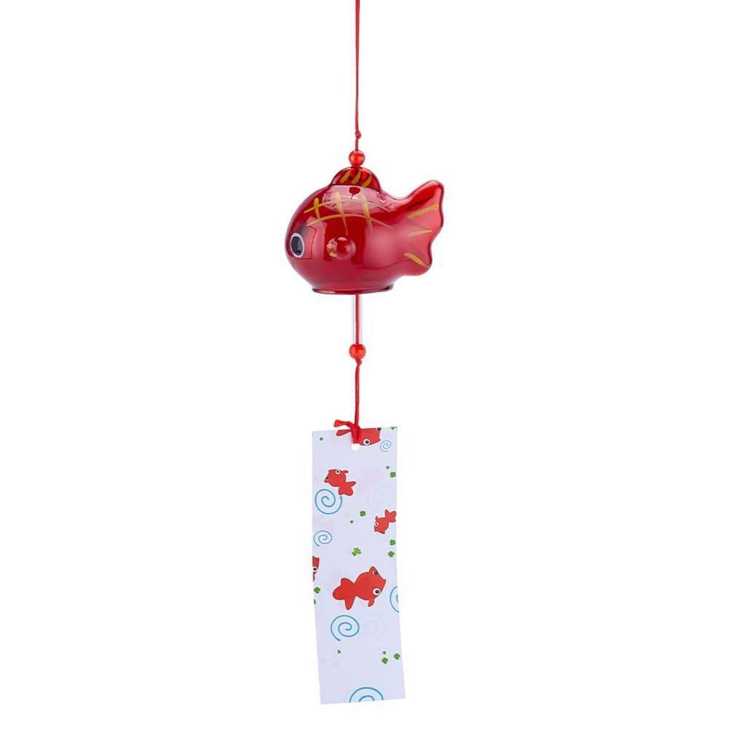 Japanisches Windspiel Goldfisch Rot Glas Handgefertigt Für Garten & Balkon