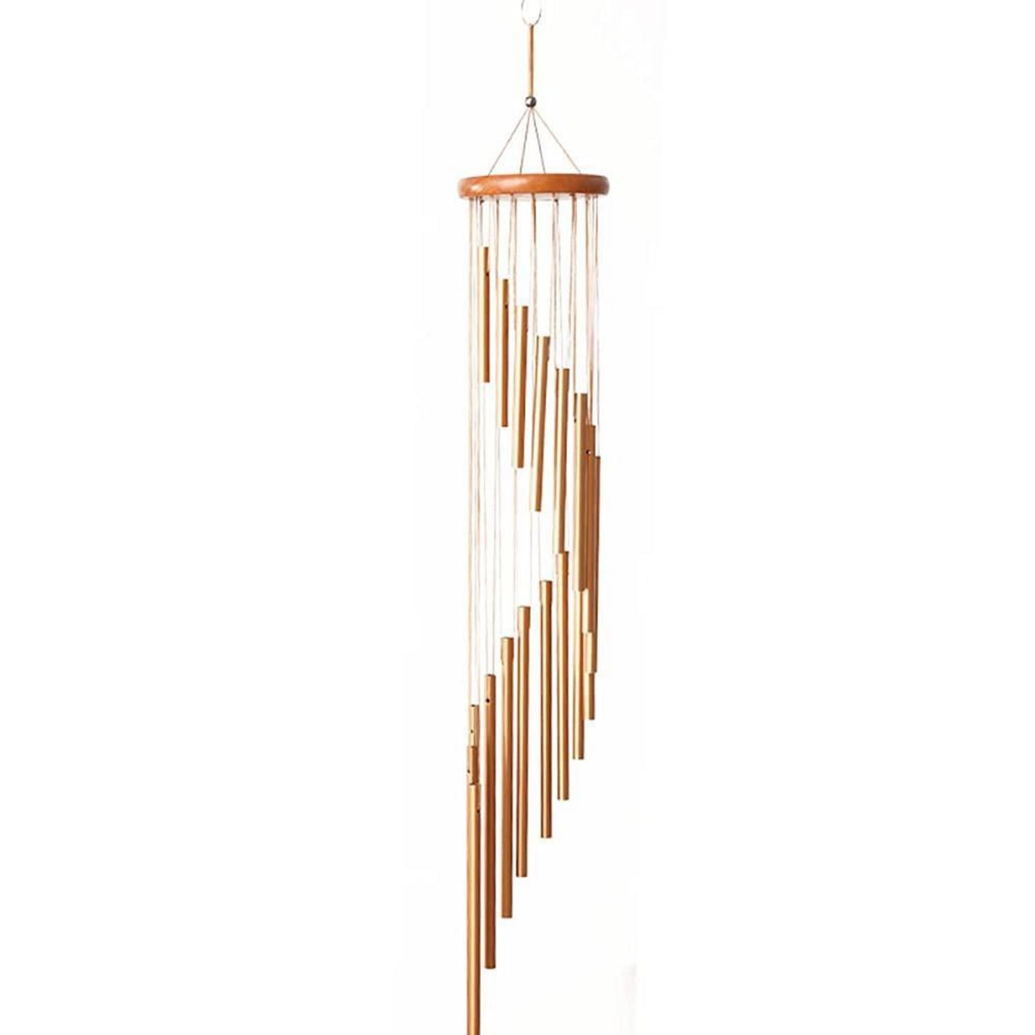 Windspiel 89,9 Cm Mit 18 Aluminiumröhren, Goldfarben, Für Garten & Terrasse
