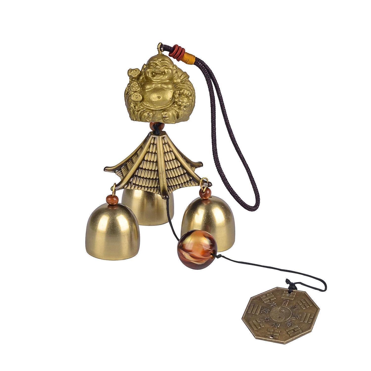 Windspiel Mit Buddha Und Feng Shui Glocken, Ca. 40 Cm, Metall & Harz