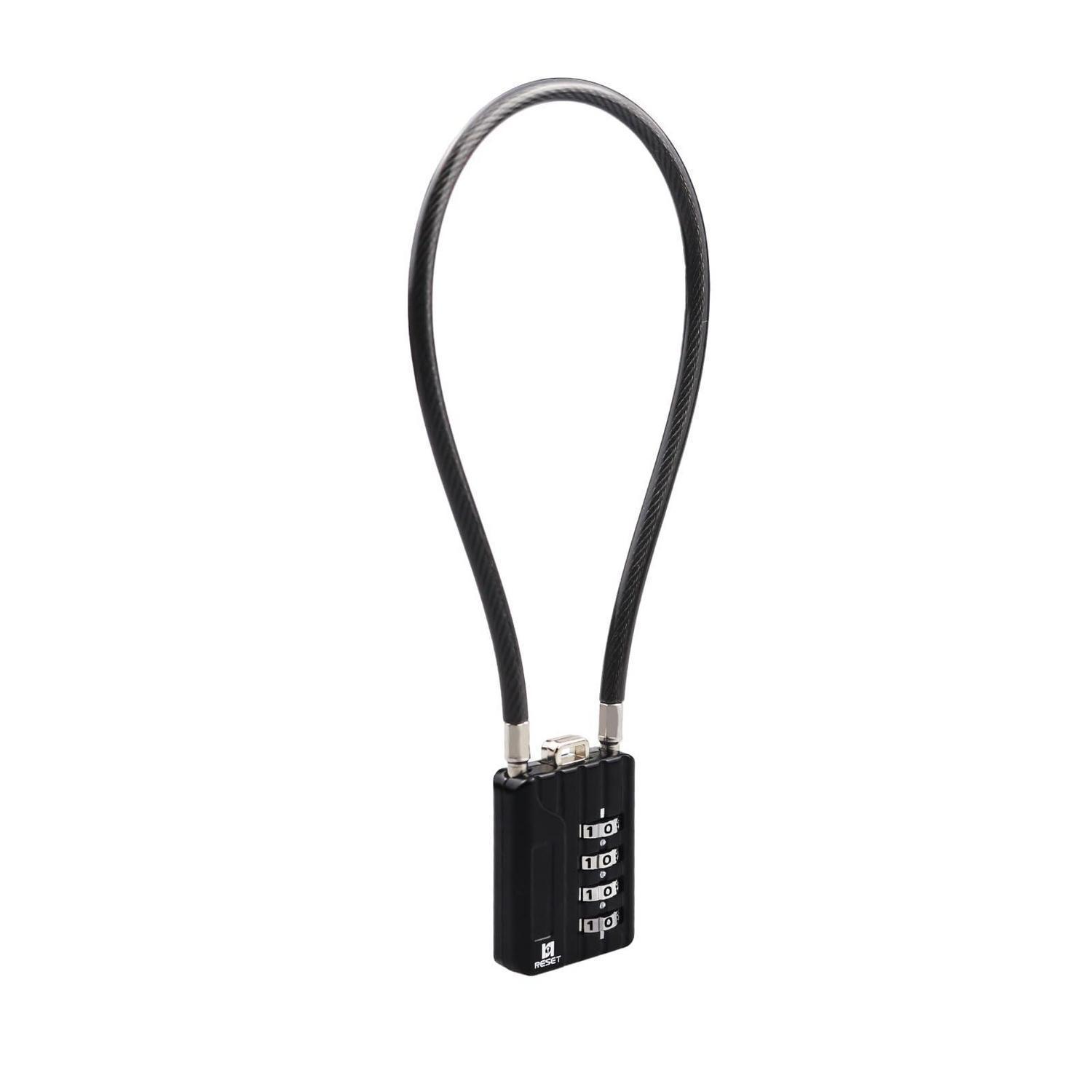 Zahlenschloss Mit Kabel 30cm 4-stellig Schwarz Für Gepäck Schränke