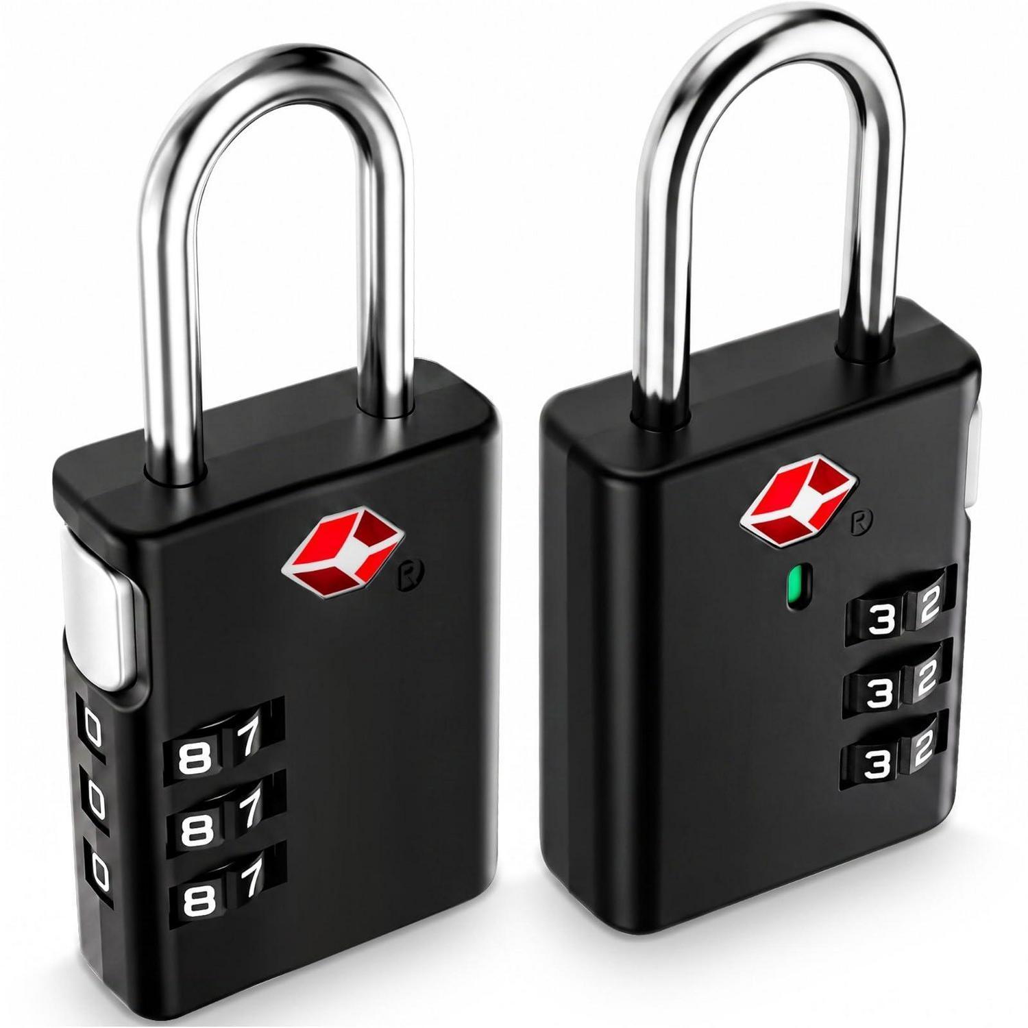 Zahlenschloss Tsa 3-stellig Für Koffer & Gepäck, Robust, Leicht Ablesbar, 2 Stück
