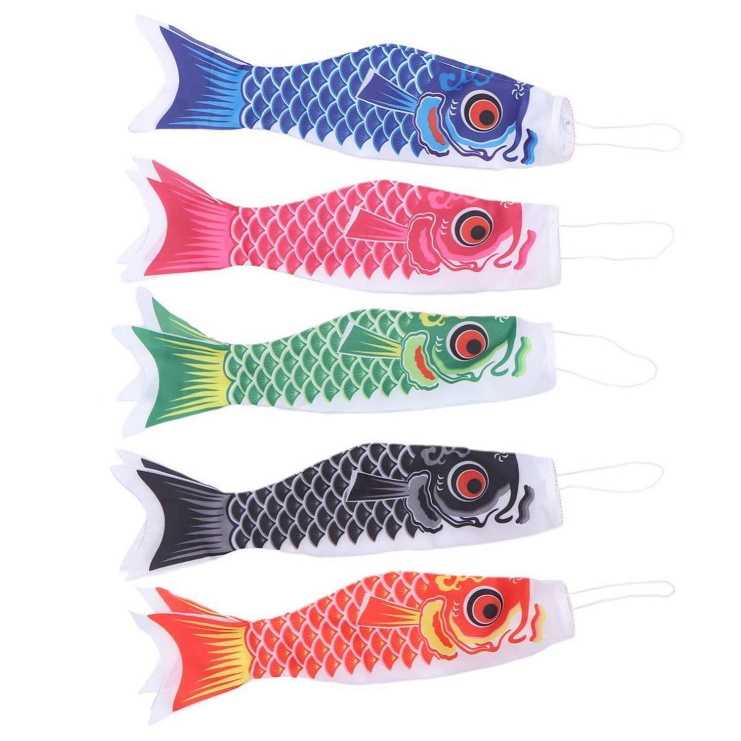 5er Set Japanische Karpfen Windsäcke 40cm Koinobori Fischflaggen Deko