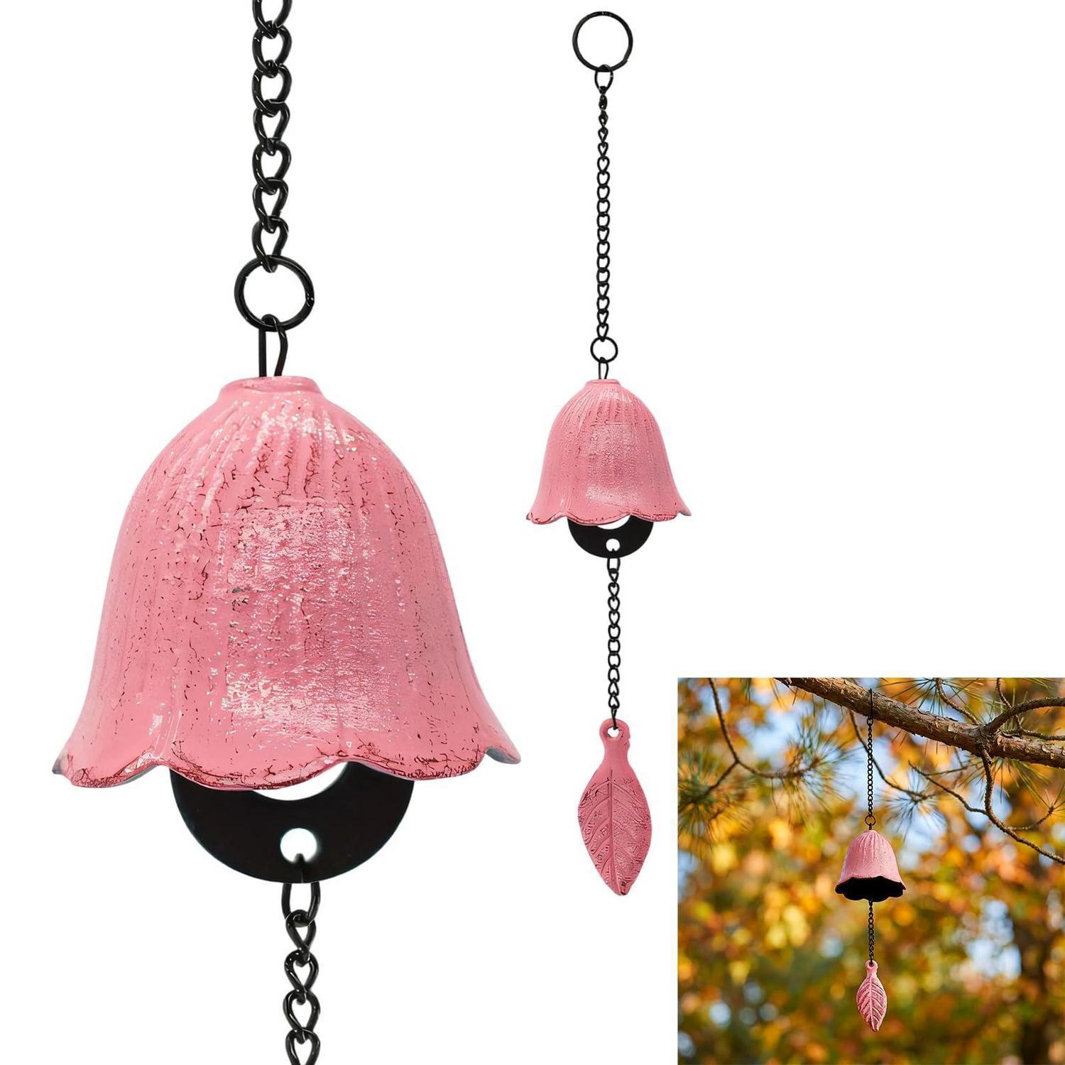 Japanisches Windspiel Ahornblatt Gusseisen Rosa Für Garten & Balkon