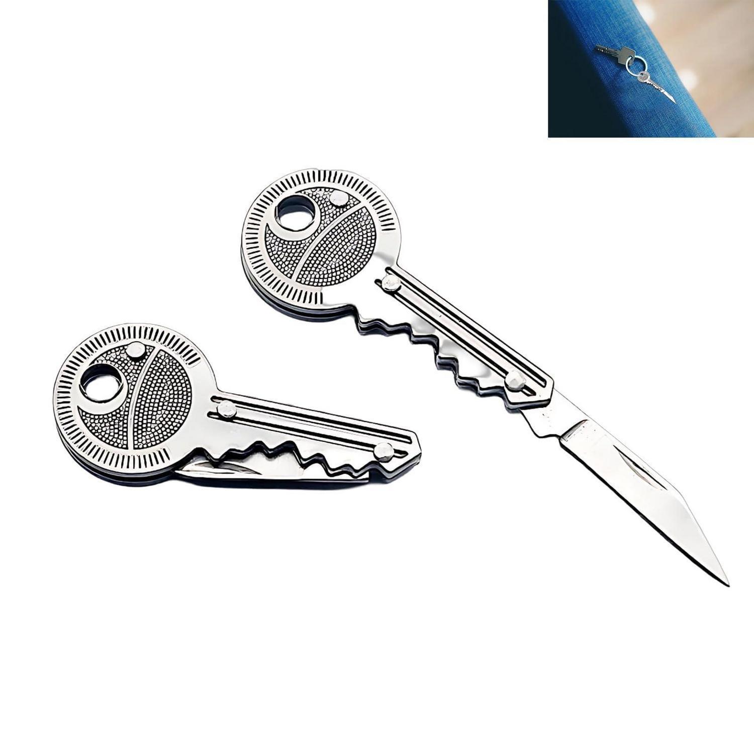 2er Set Schlüsselmesser Edelstahl Klappmesser Schlüsselanhänger Taschenmesser