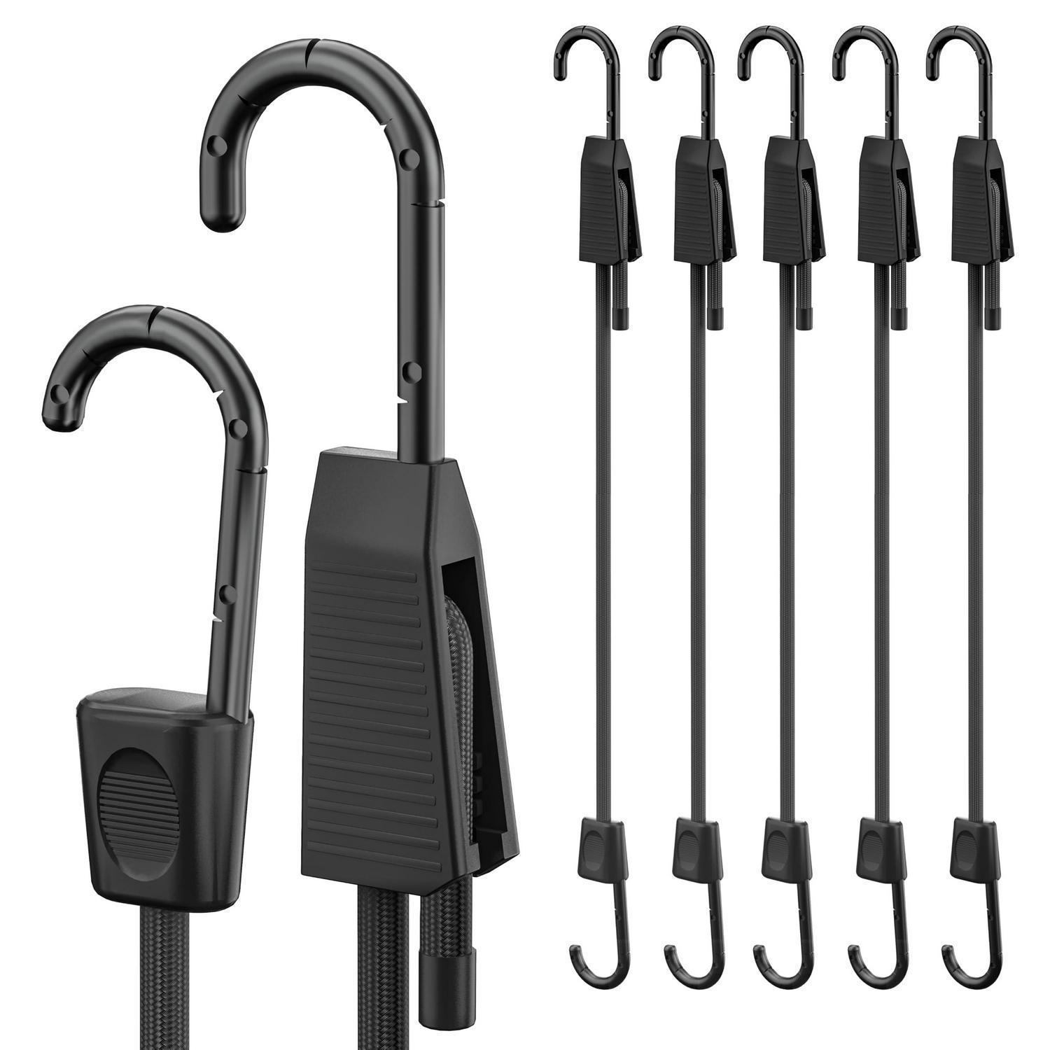 Verstellbare Spanngummis Mit Haken, 6er Set, 120cm, Schwarz