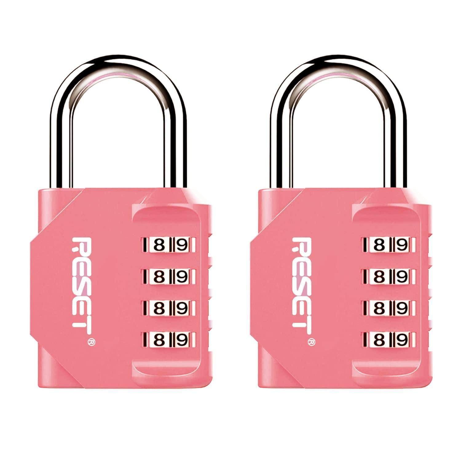 4-stelliges Zahlenschloss Rosa, 2 Stück 31mm Bügelhöhe, Zinklegierung