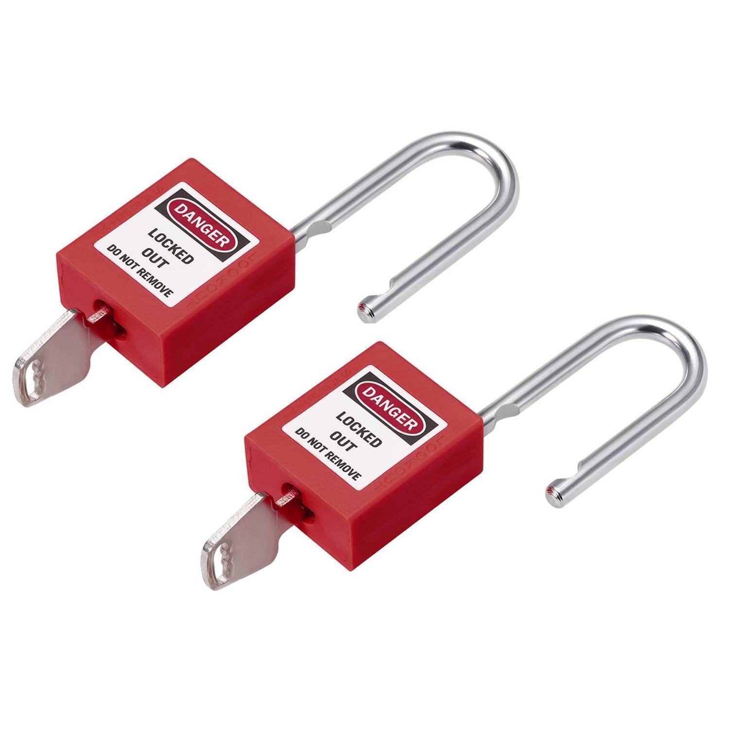 Sicherheits-vorhängeschloss 2er Pack, Gleichschließend, Stahlbügel, Rot