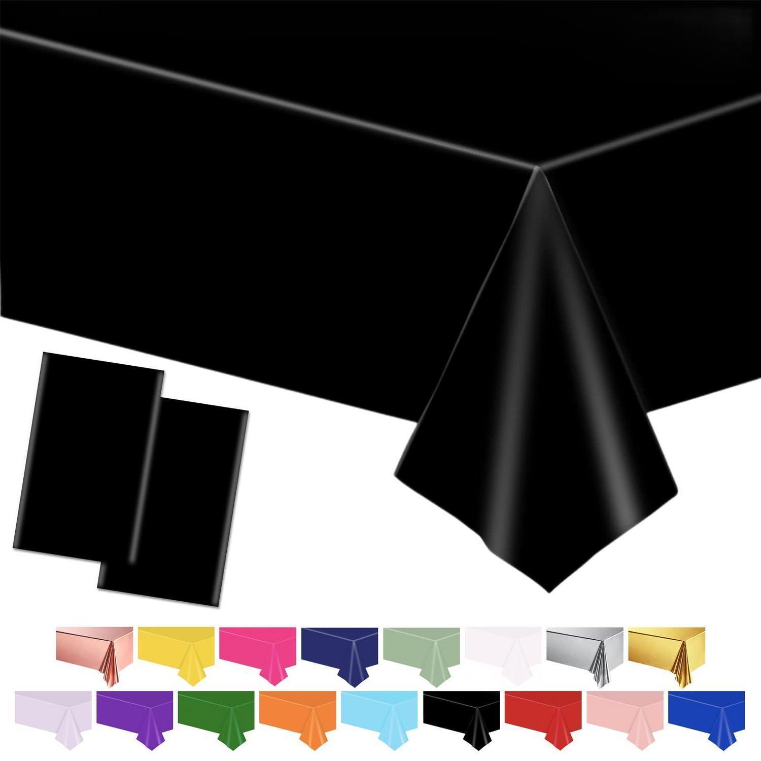 2er Set Tischdecken Schwarz 137x274cm Einweg Plastik Für Partys & Outdoor