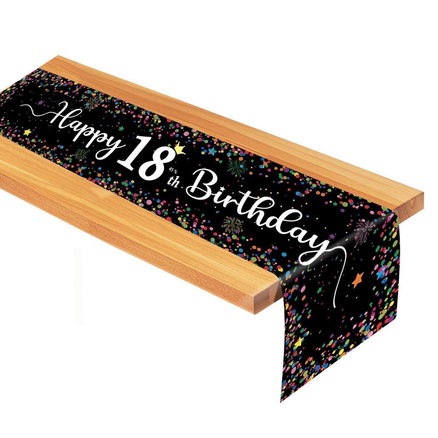 Tischläufer 18. Geburtstag Schwarz, Deko Für Jungen & Mädchen, Wiederverwendbar, 185x33cm