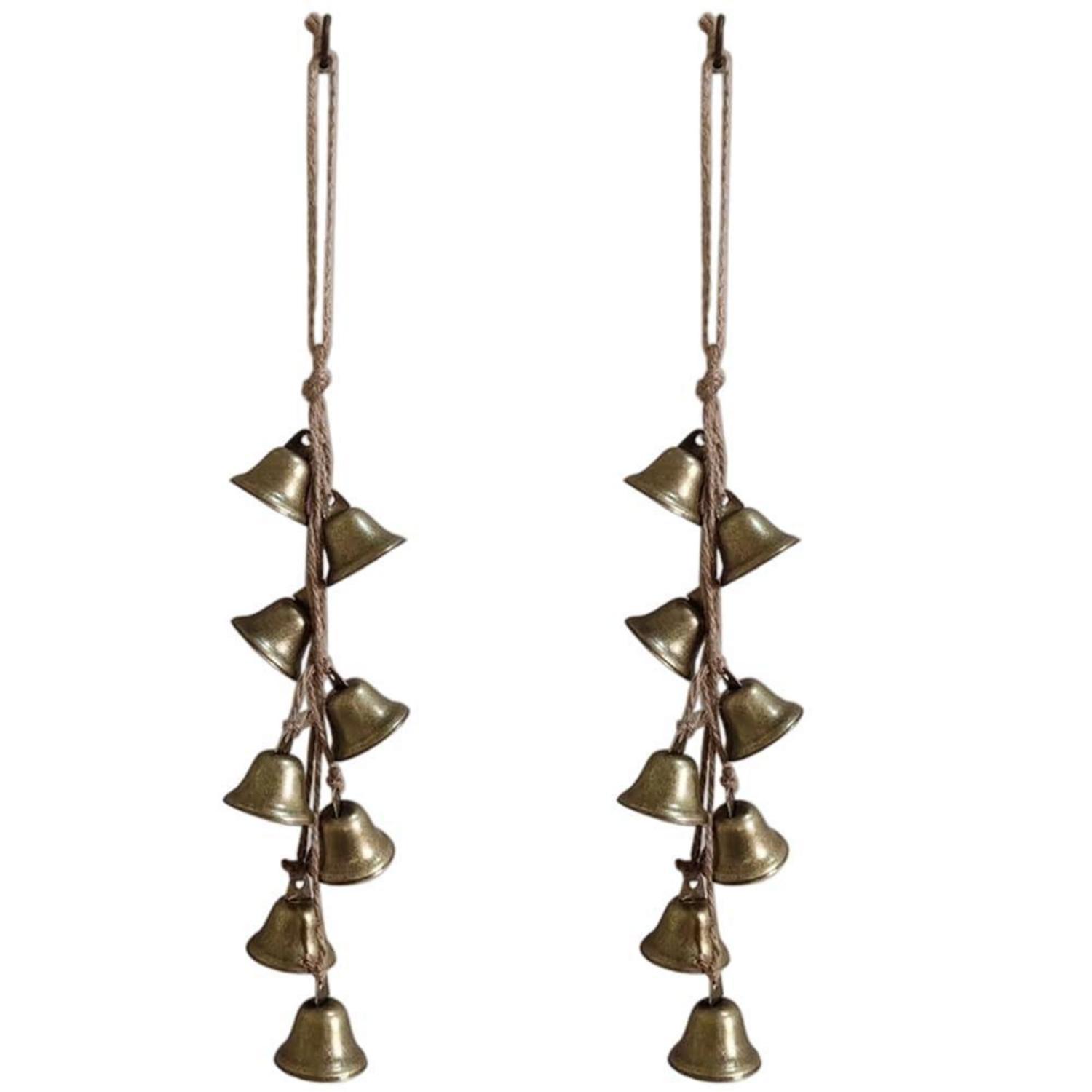2er Set Hexenglocken Windspiel Antik Bronze Vintage Eisen Hängeglocken Mit Seil