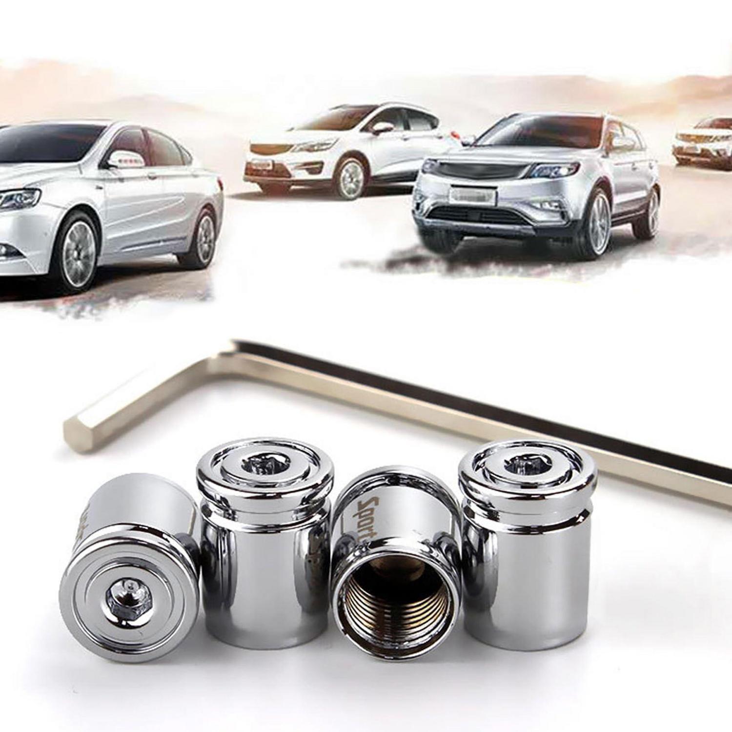 Ventilkappen Set Silber, 4 Stück, Diebstahlschutz, Zinklegierung, Universal Für Auto, Lkw, Motorrad