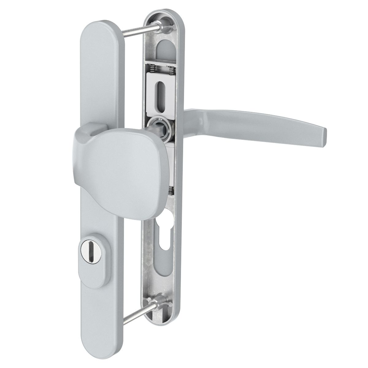 Langschildgarnitur Aluminium Schmalrahmengarnitur 92mm Silber Pz Lochung Türdrücker Knopf/drücker 71-86mm Ja