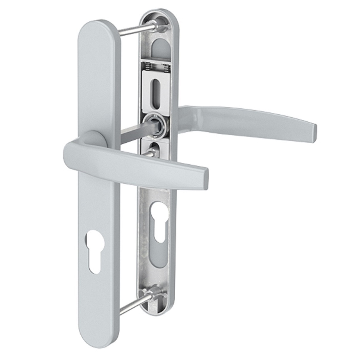 Langschildgarnitur Aluminium Schmalrahmengarnitur 92mm Silber Pz Lochung Türdrücker Drücker/drücker 55-70mm Nein