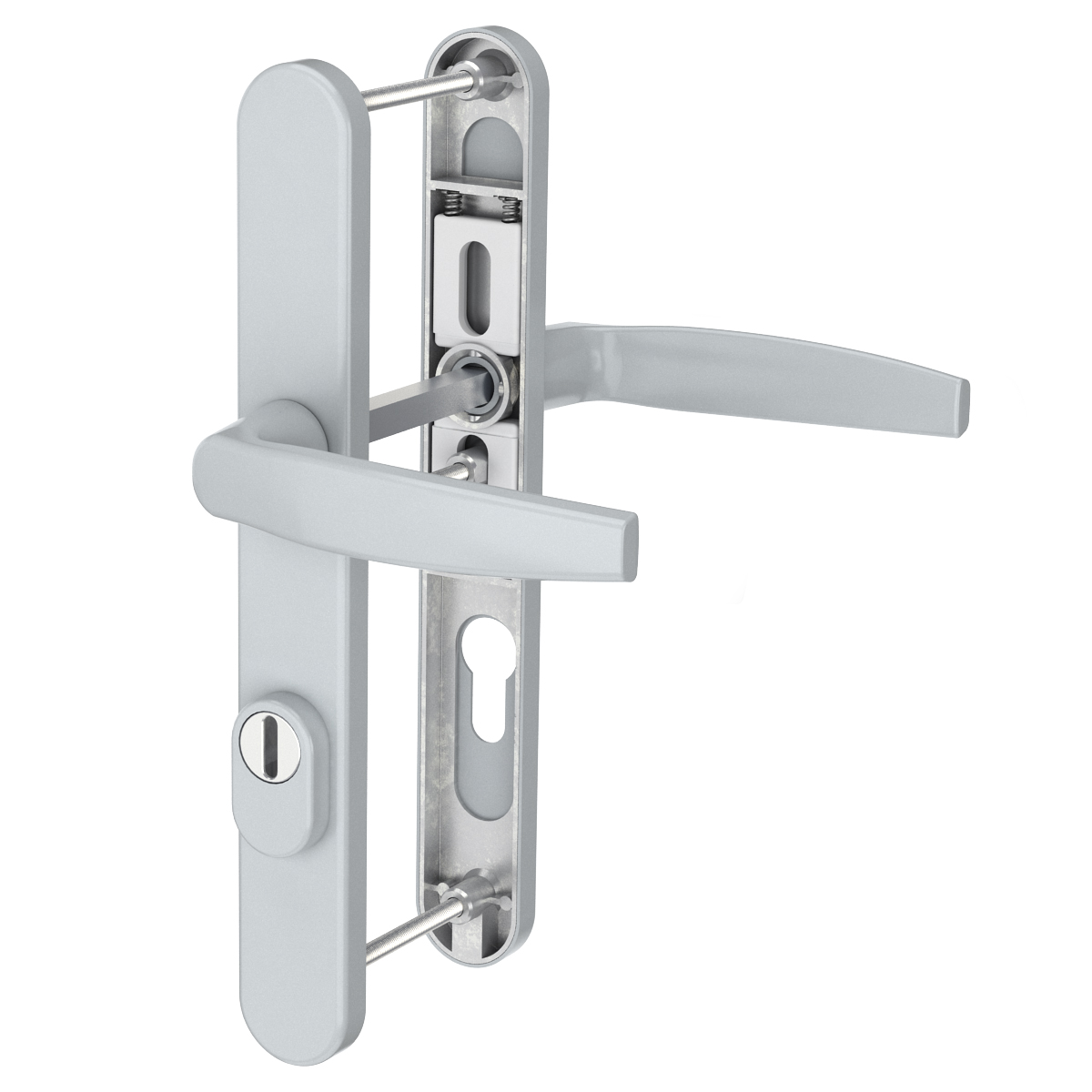 Langschildgarnitur Aluminium Schmalrahmengarnitur 92mm Silber Pz Lochung Türdrücker Drücker/drücker 39-54mm Ja