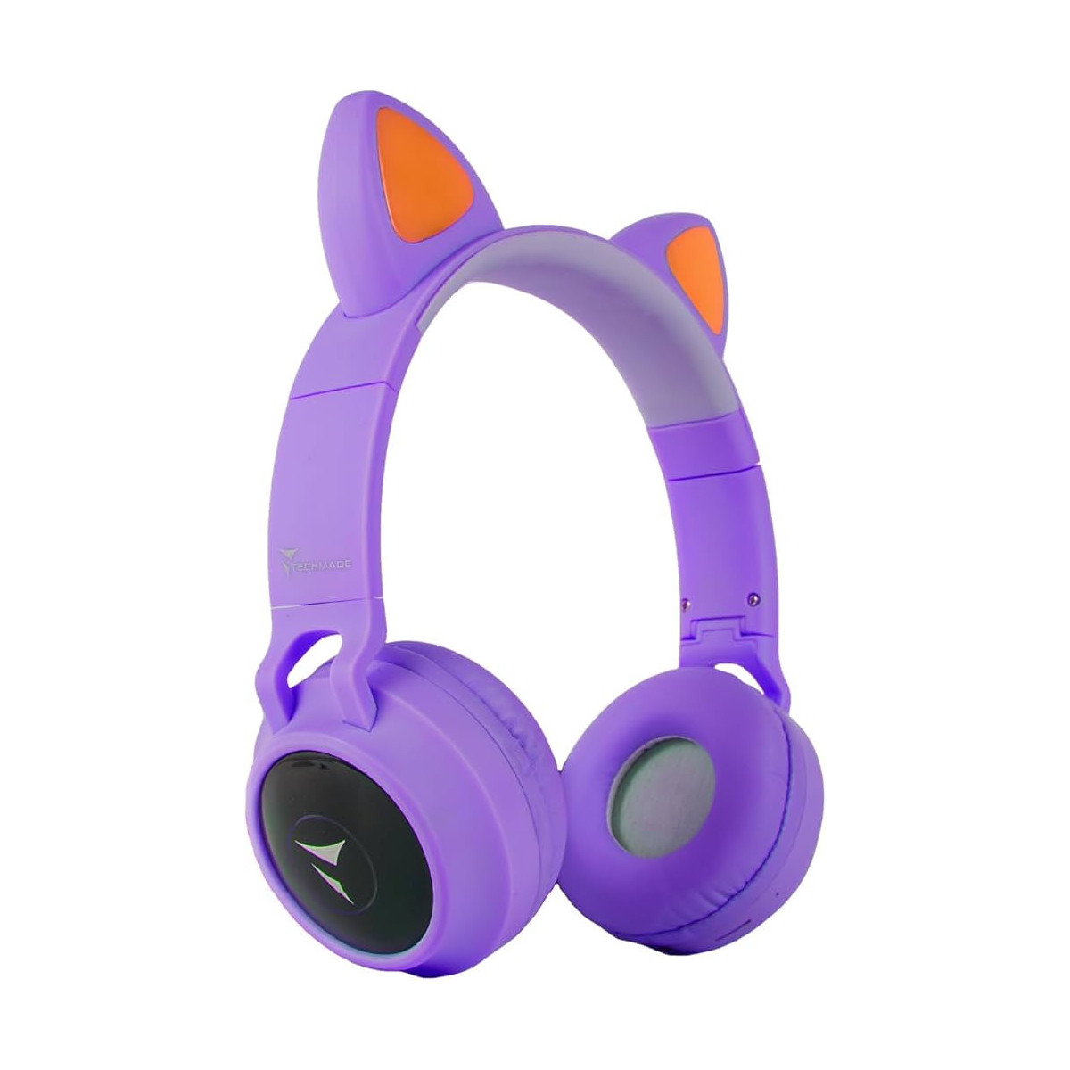 Techmade Funny Bluetooth Over-ear Kopfhörer Mit Led Ohren Und Mikrofon Lila