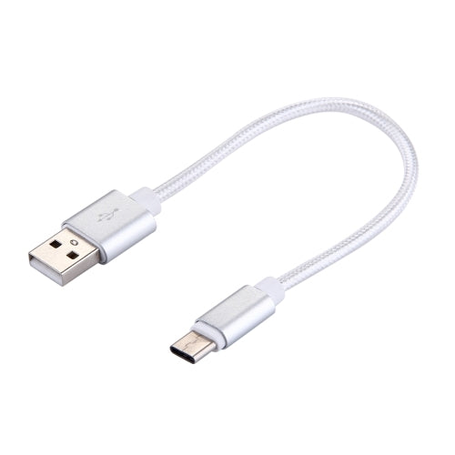 Usb C Kabel Kurz 2 4 A 12 W 20 Cm Nylon Silber