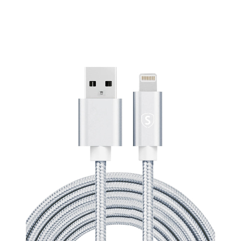 Usb Auf Lightning Kabel 2 4 A 3 M Nylon Silber
