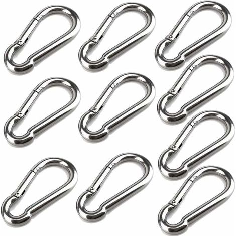 10 Karabiner 40 Mm X 4 Mm, Karabiner Aus Edelstahl 304 Mit Karabiner, Tragfähigkeit Bis Ca. 80 Kg.