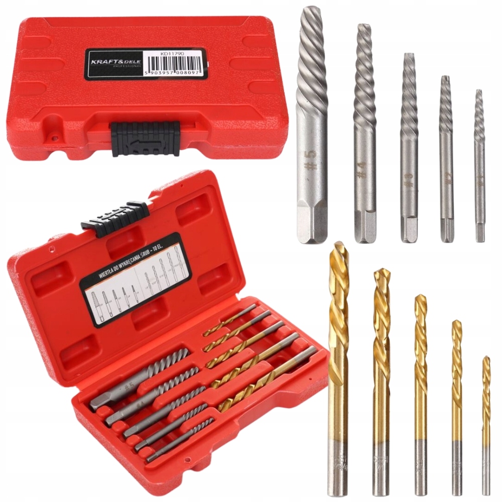 Set Mit 10 Bohrern Zum Entfernen Abgebrochener Schrauben, Erhältlich In Einer Box Von Kraft&dele