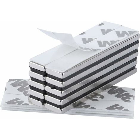 10 Stück Rechteckige Neodym-magnete 60 X 10 X 3 Mm Mit 3m-markenklebeband, Magnete Mit Selbstklebefolie, Extra Hohe Haftung Für Heimwerker, Küche, Keller, Bau